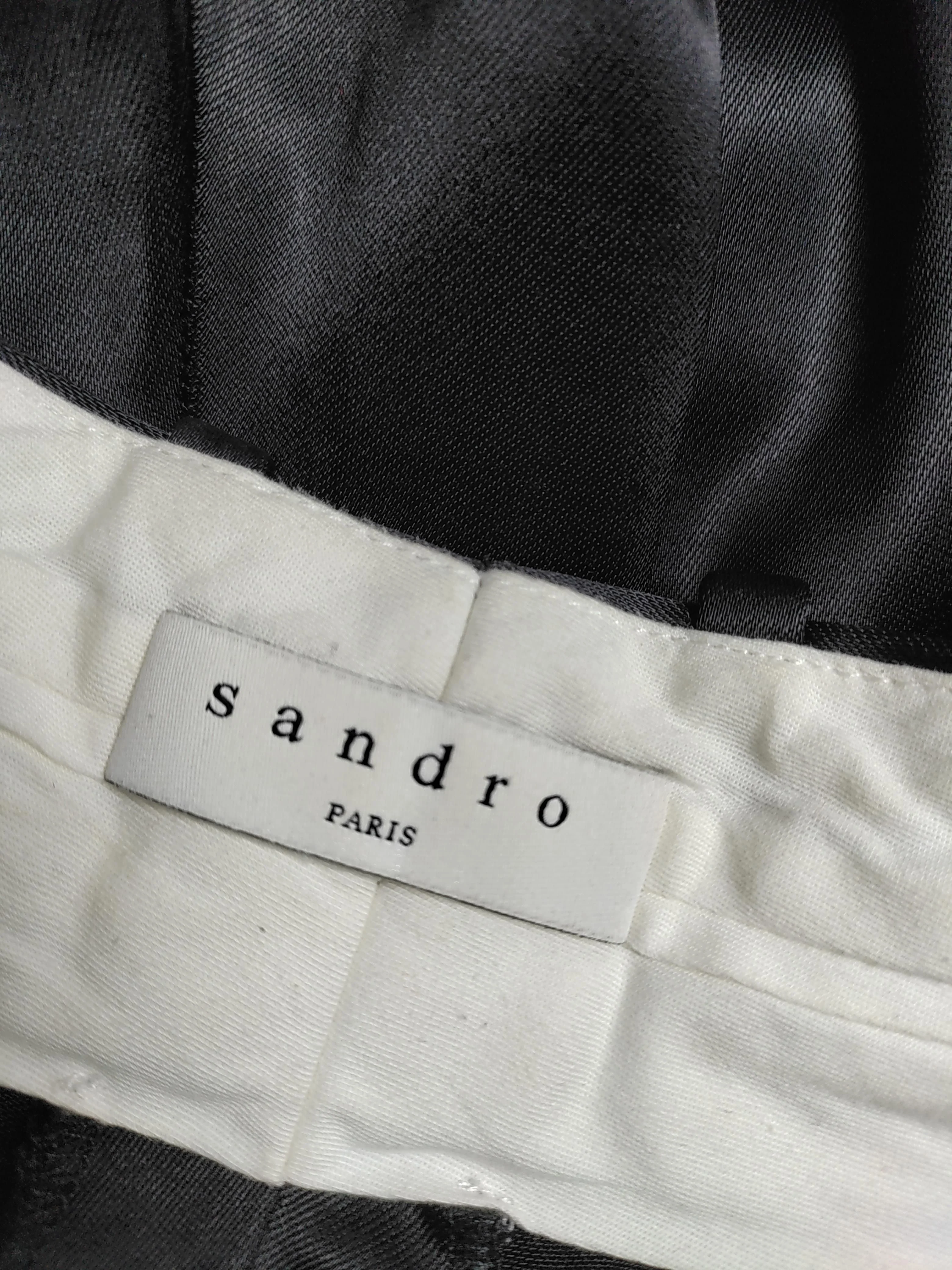 Sandro Women's Trousers UK 12 Black 100% Viscose Wide-Leg Chino - Image 6