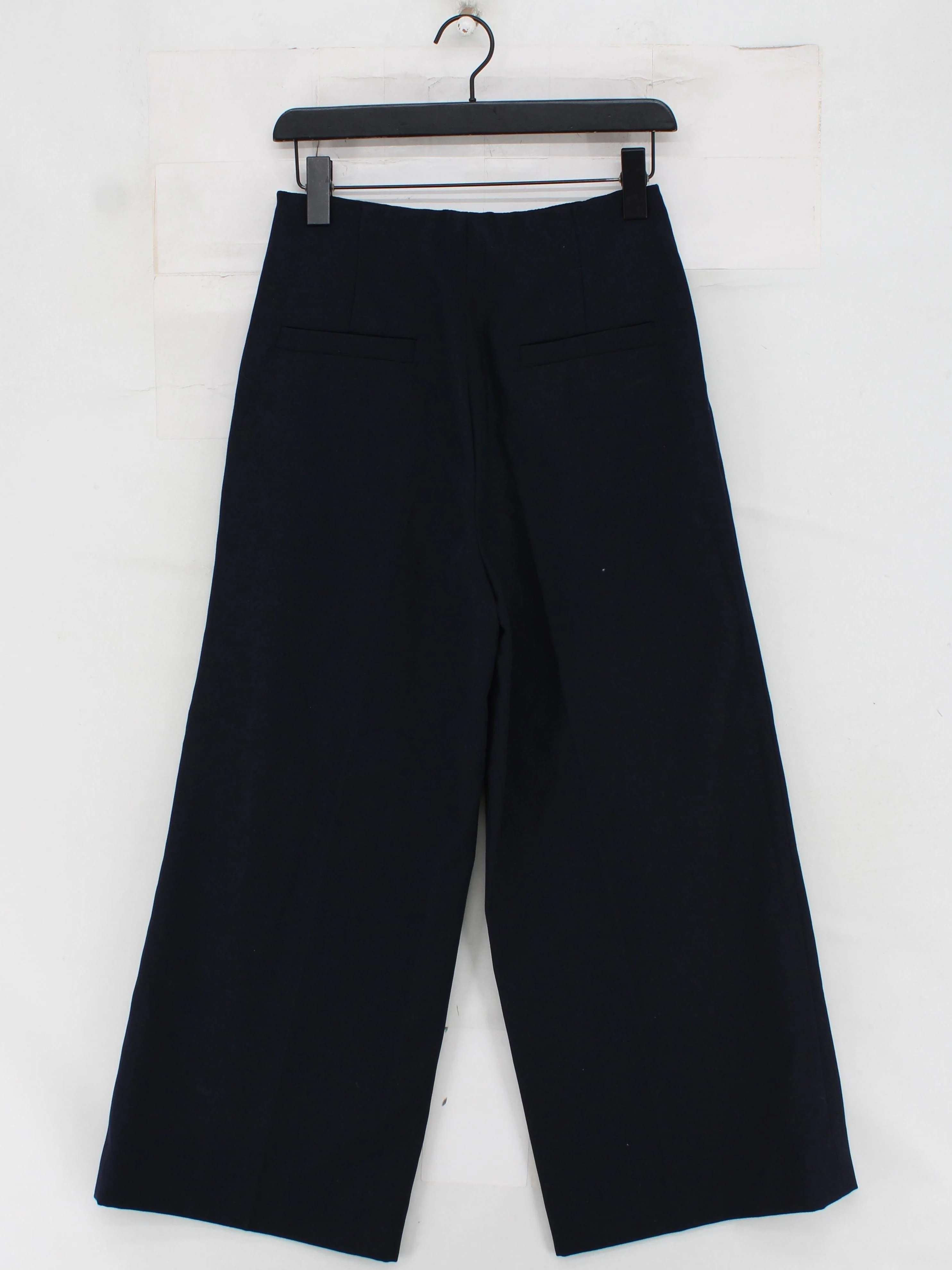 Sandro Women's Trousers UK 8 Blue 100% Other Wide-Leg Cropped - Image 2