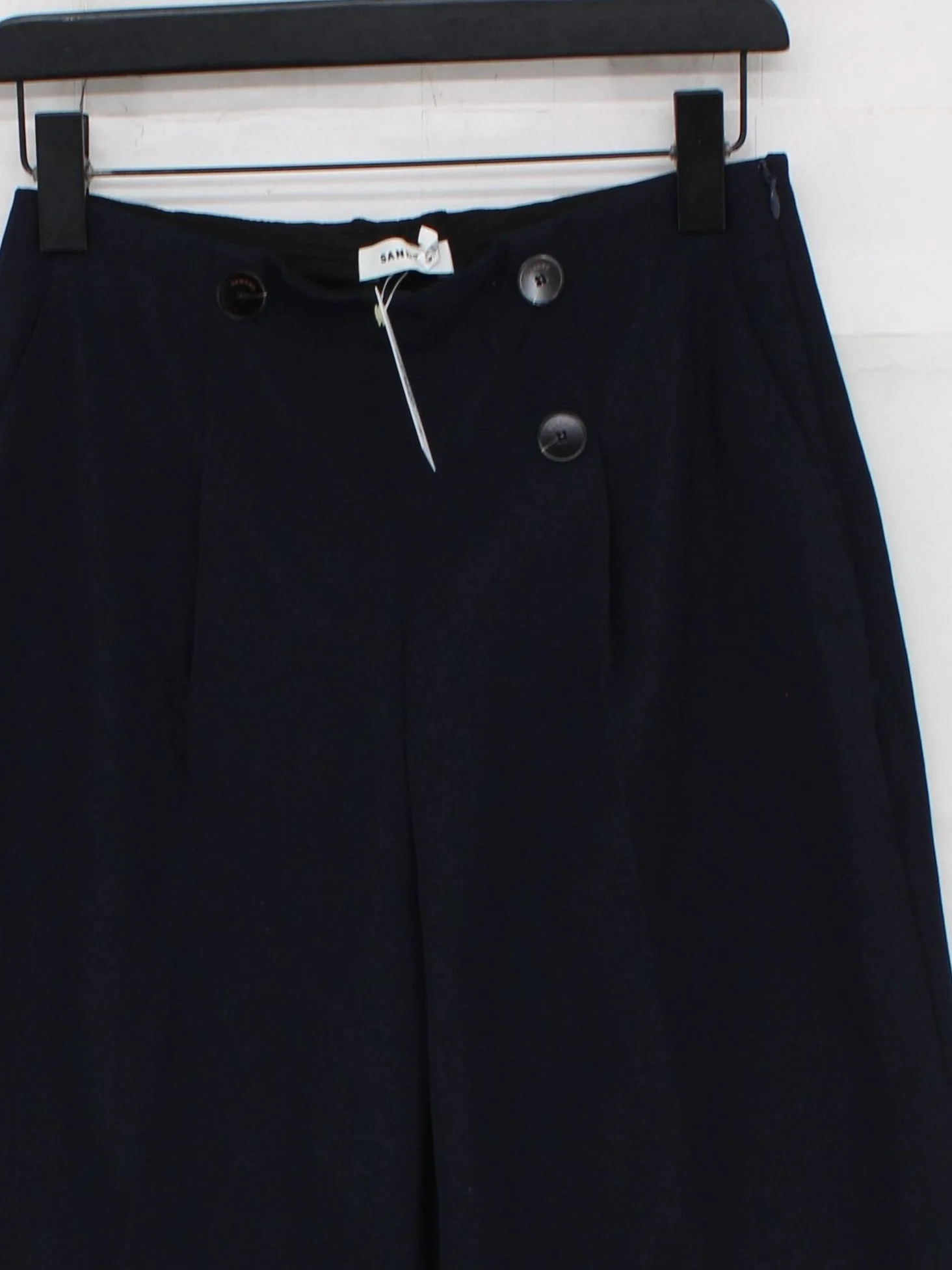Sandro Women's Trousers UK 8 Blue 100% Other Wide-Leg Cropped - Image 3