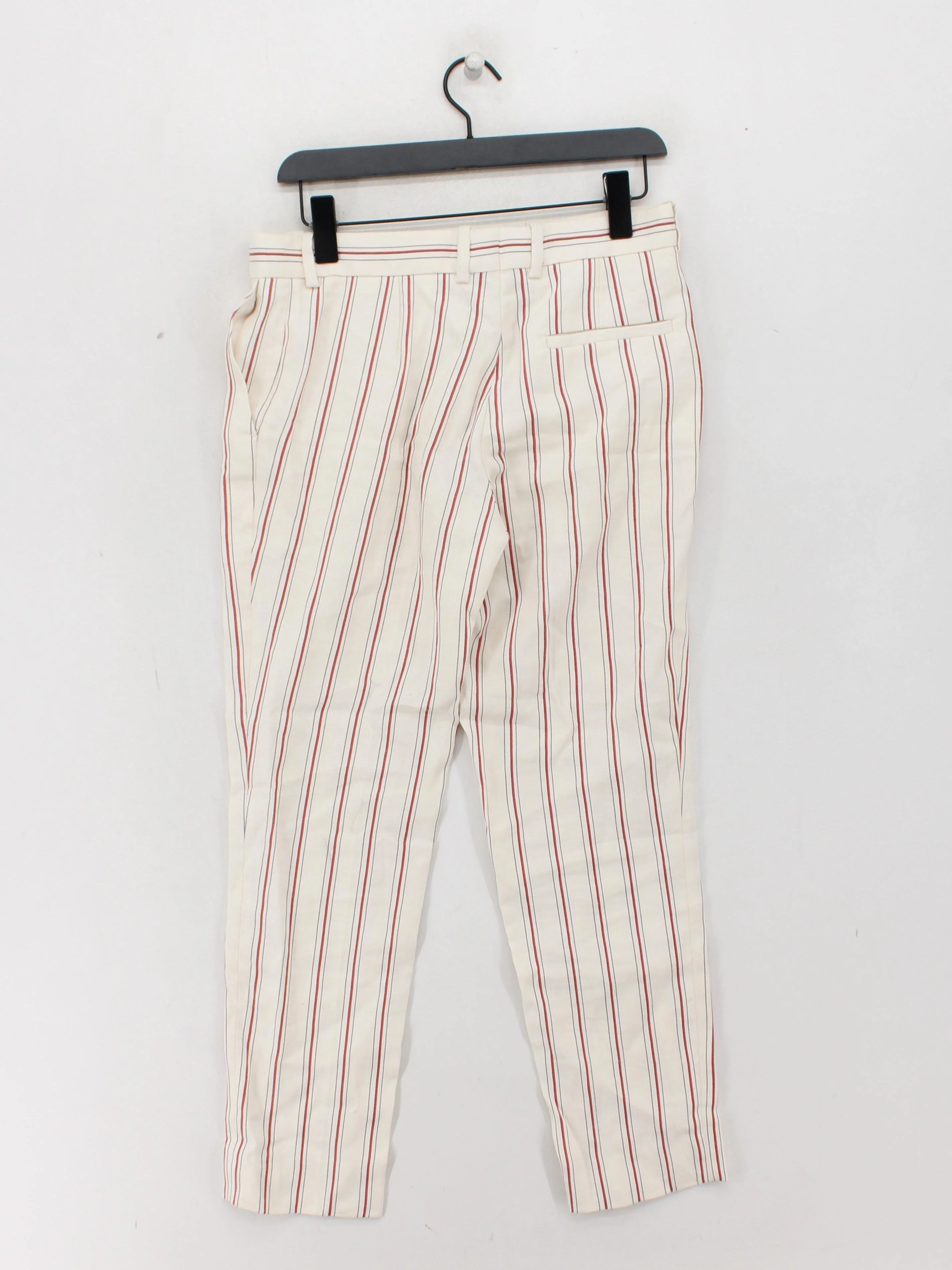Sandro Women's Trousers W 32 in Cream Cotton with Linen, Acetate Cropped - Image 2