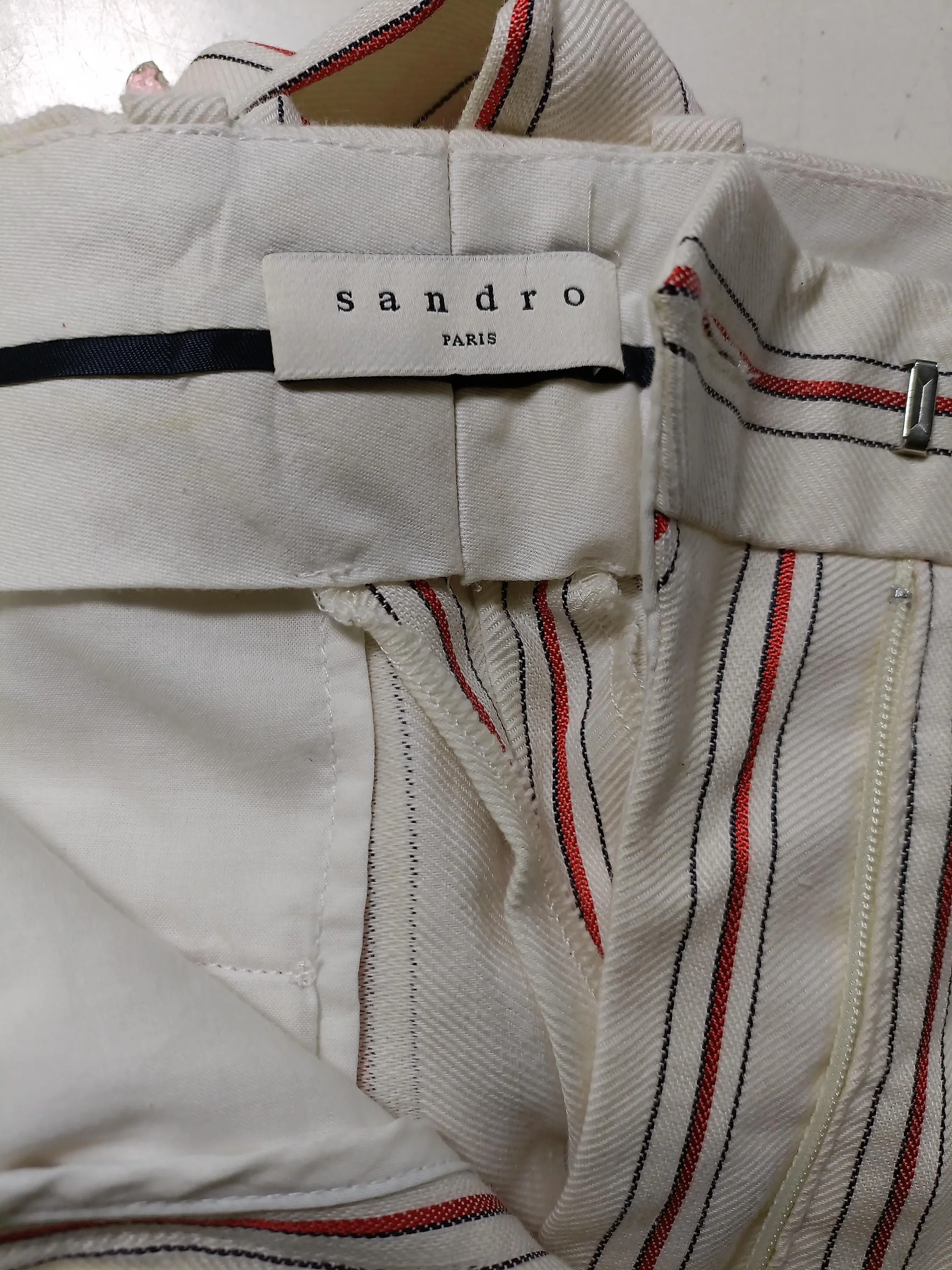 Sandro Women's Trousers W 32 in Cream Cotton with Linen, Acetate Cropped - Image 6
