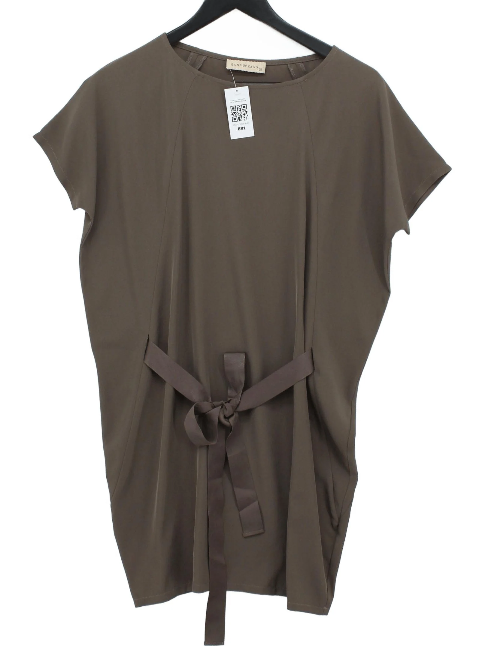 Sans & Sans Women's Top XS Brown 100% Other Short Sleeve Round Neck Tunic