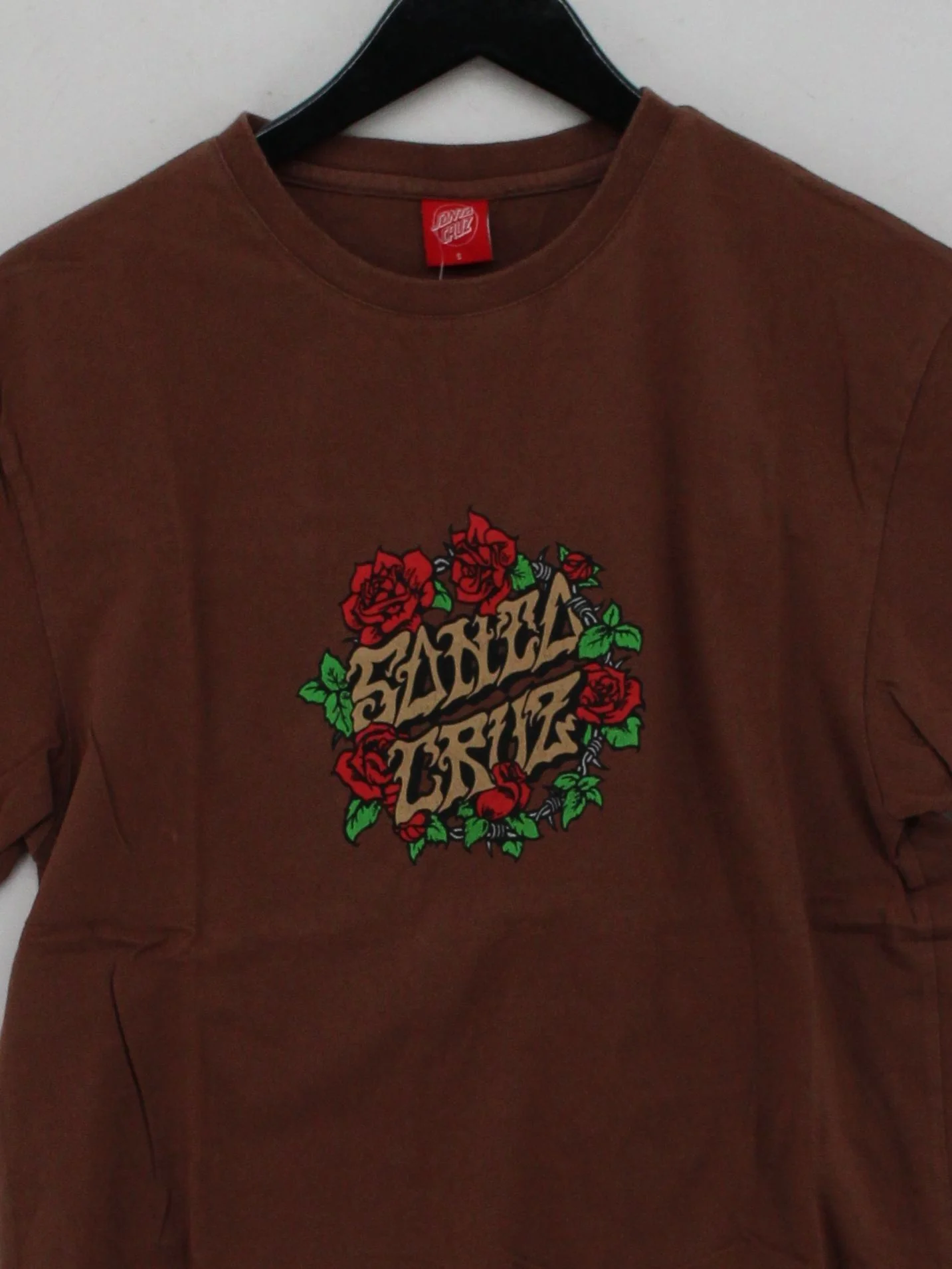 Santa Cruz Men's T-Shirt S Brown Graphic 100% Cotton Basic - Image 3
