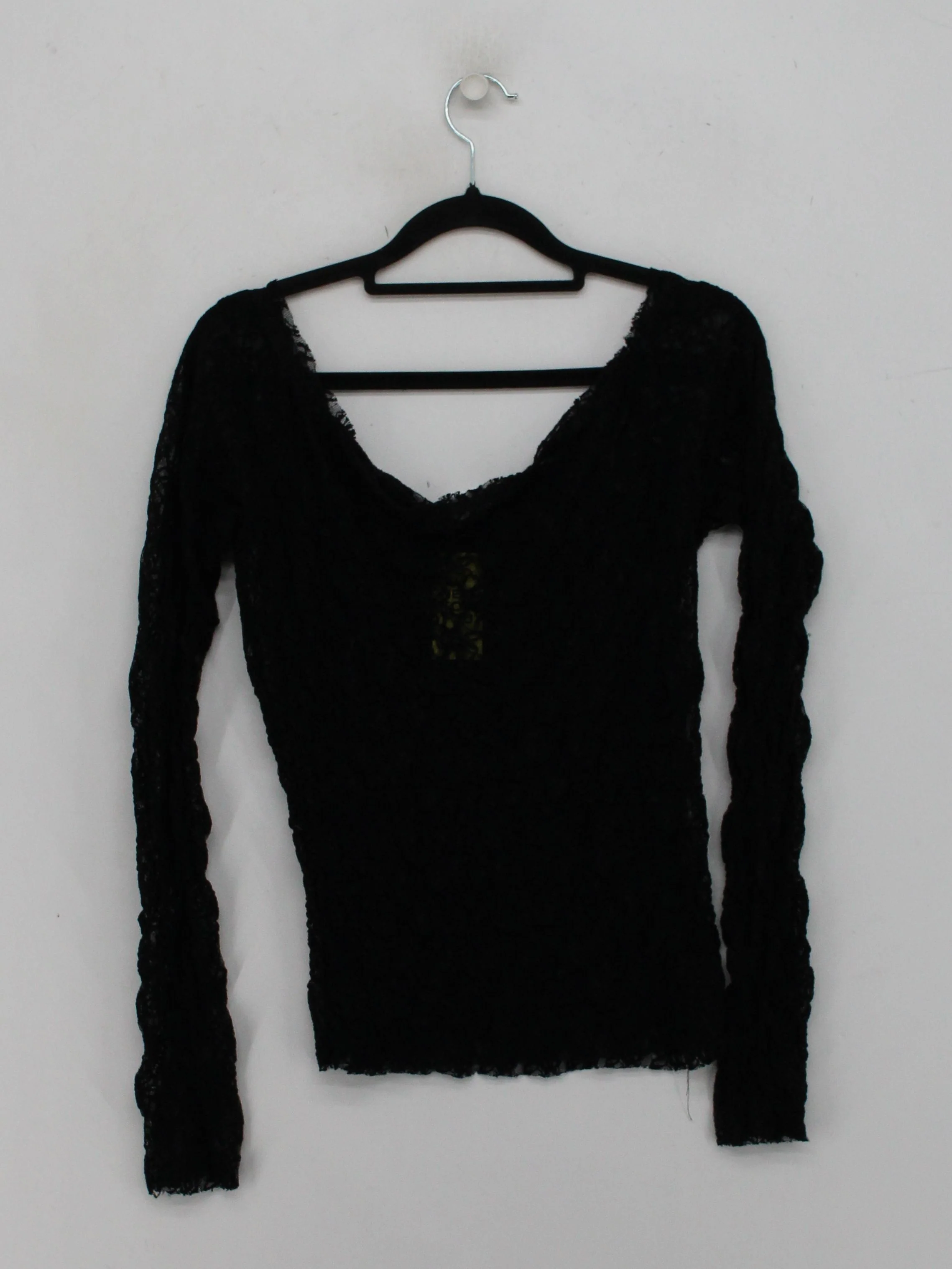 Sarah Pacini Women's Top UK 4 Black Nylon with Elastane Long Sleeve V-Neck Basic - Image 2
