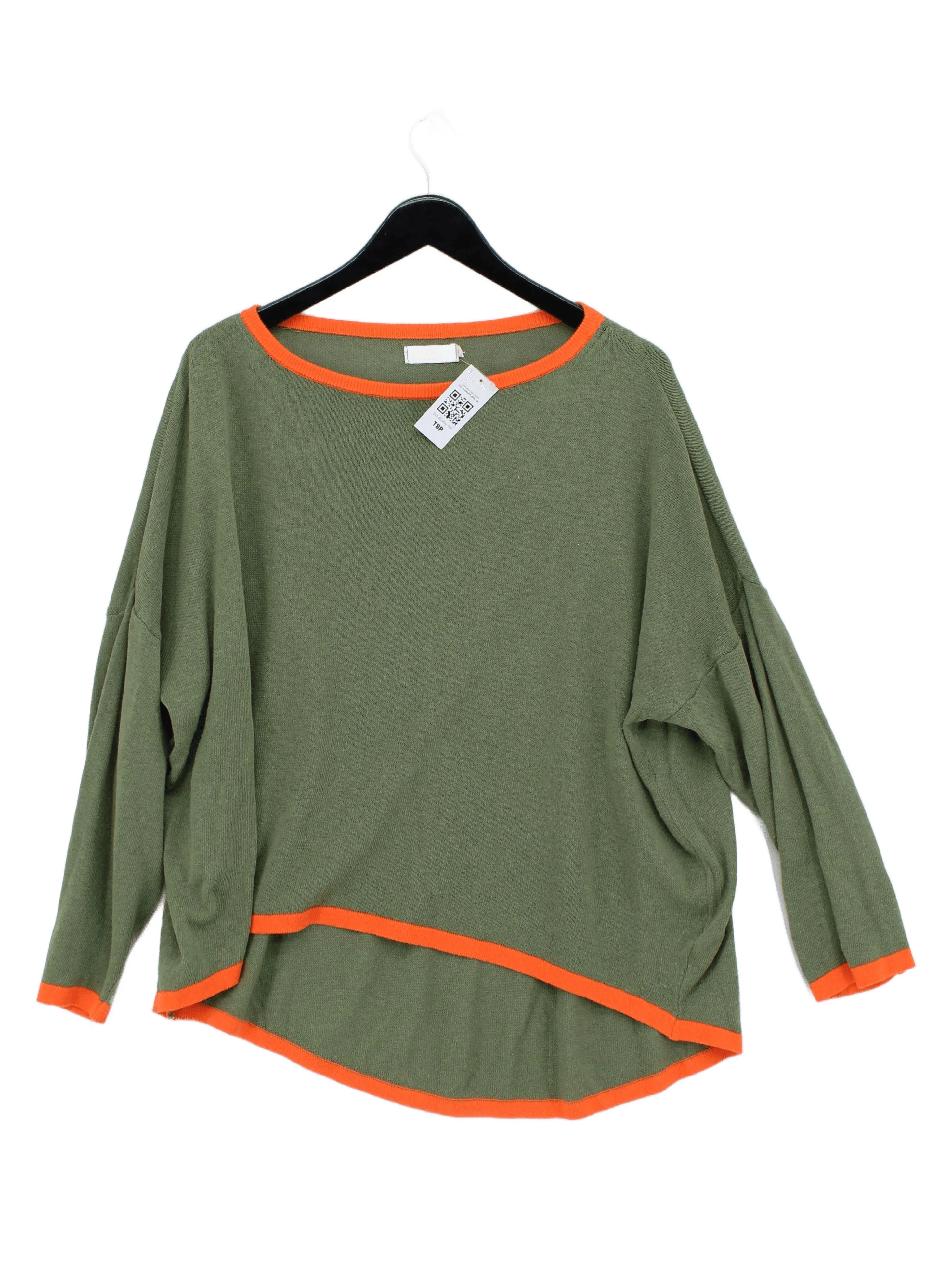 Sarta Women's Top M Green 100% Cotton Long Sleeve Round Neck Basic