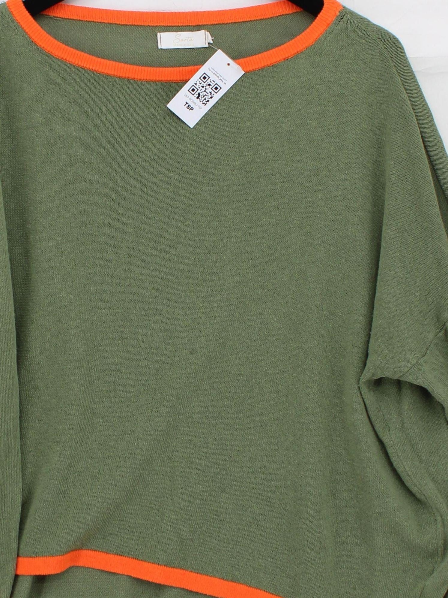 Sarta Women's Top M Green 100% Cotton Long Sleeve Round Neck Basic - Image 3