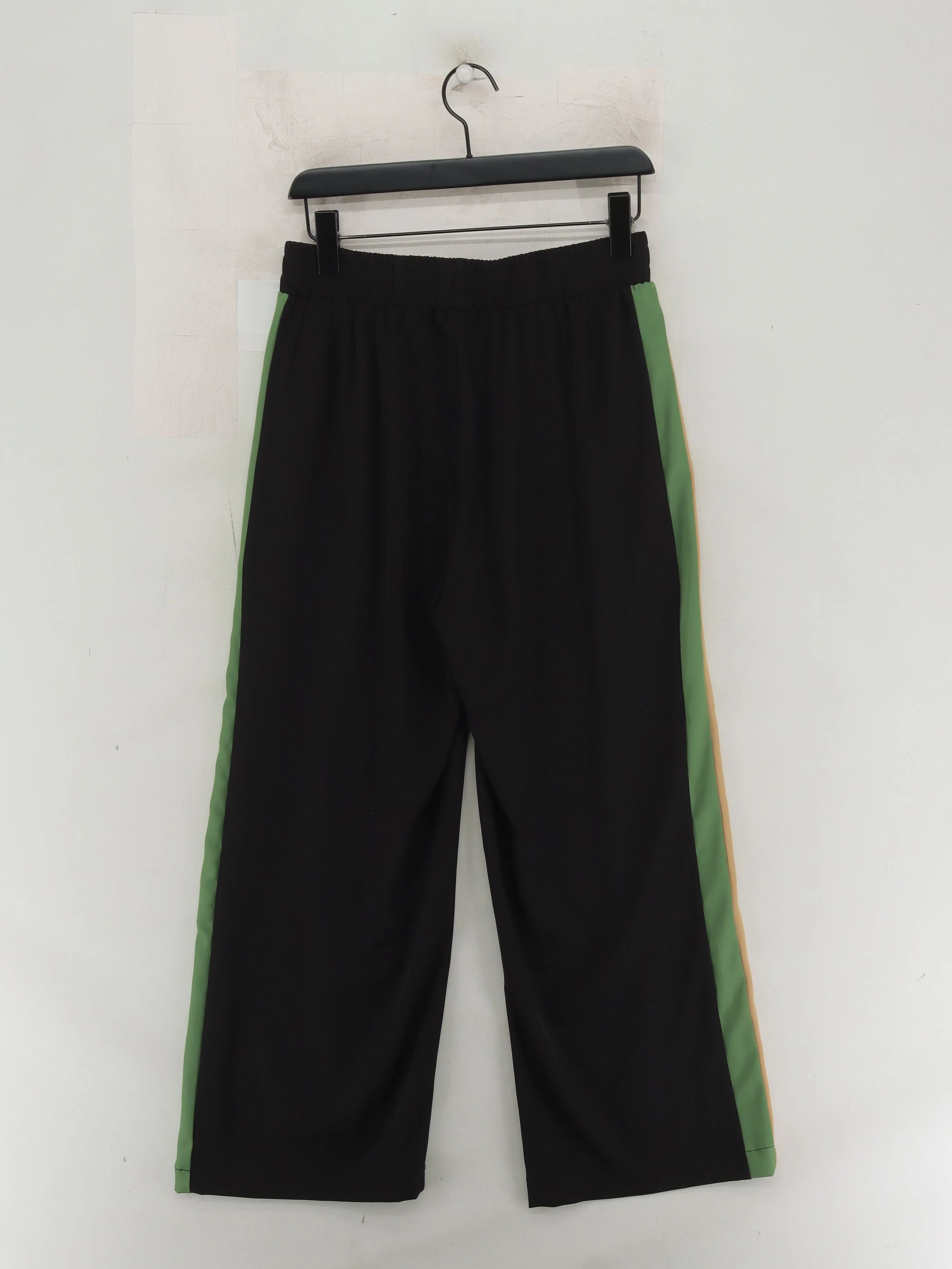 Sarta Women's Trousers M Black Striped 100% Viscose Wide-Leg Cropped - Image 2
