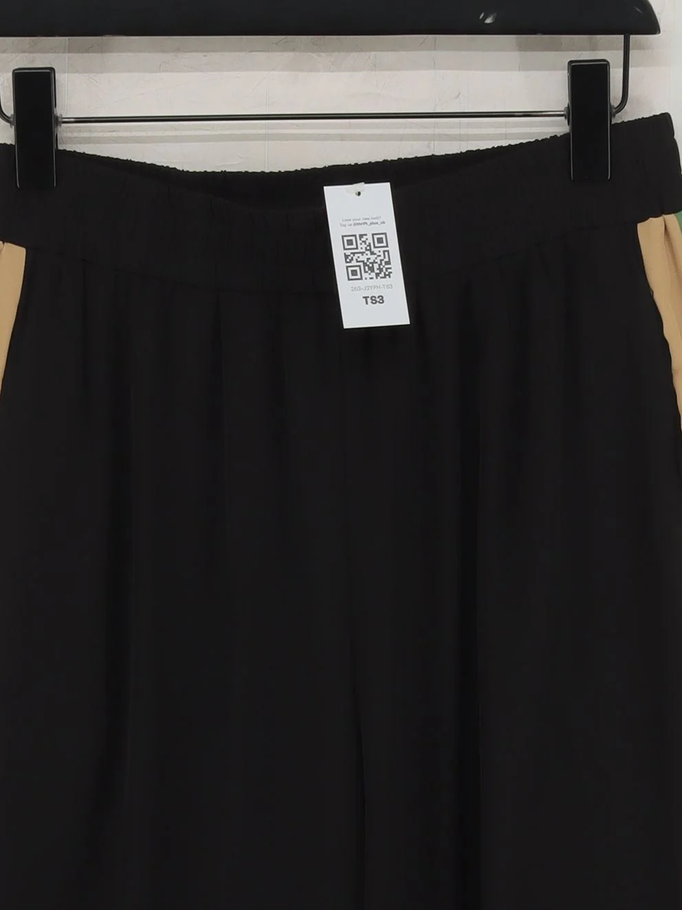 Sarta Women's Trousers M Black Striped 100% Viscose Wide-Leg Cropped - Image 3