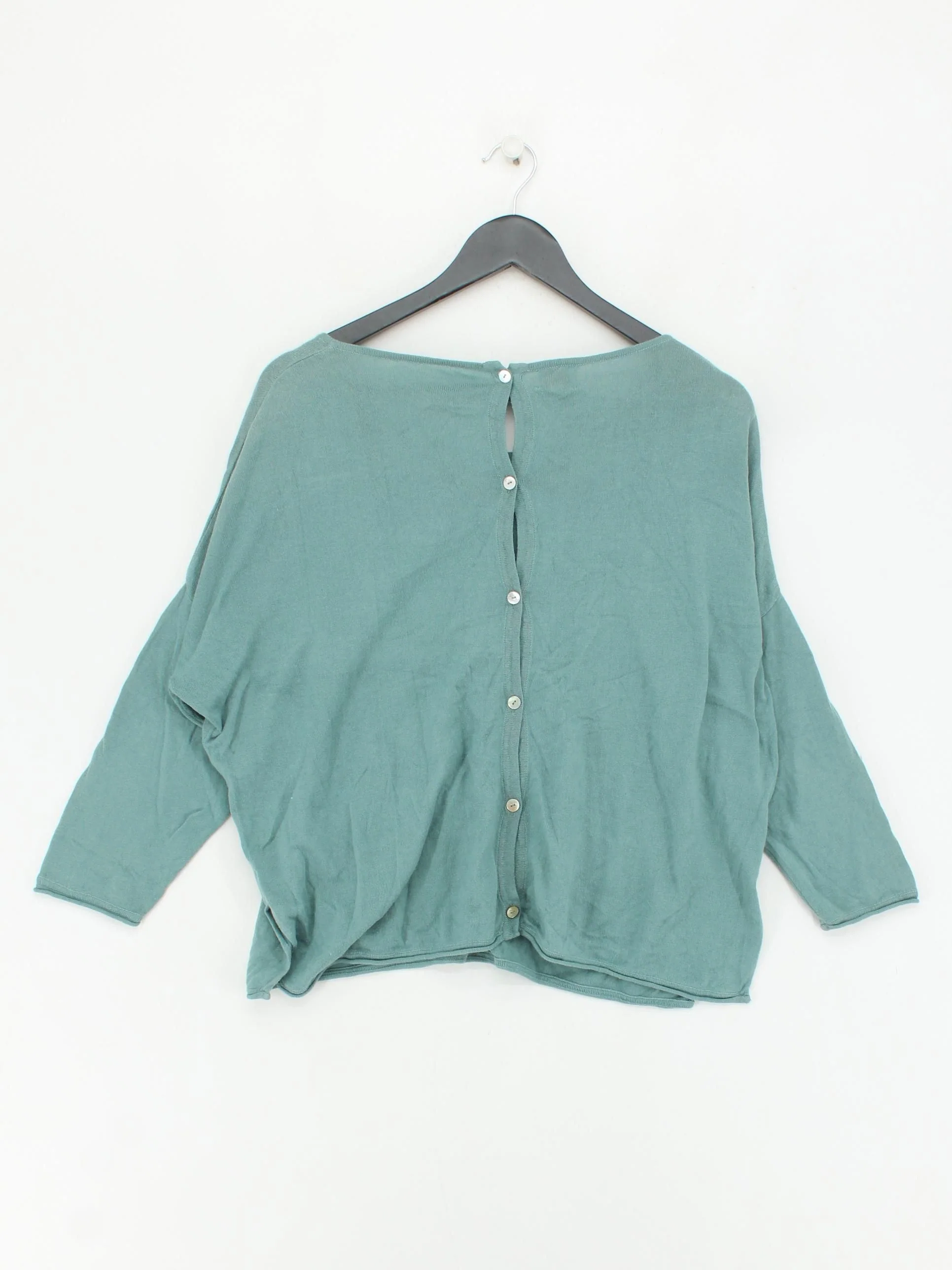 Saskia Women's Jumper L Green Cotton with Silk, Polyester Round Neck Pullover - Image 2