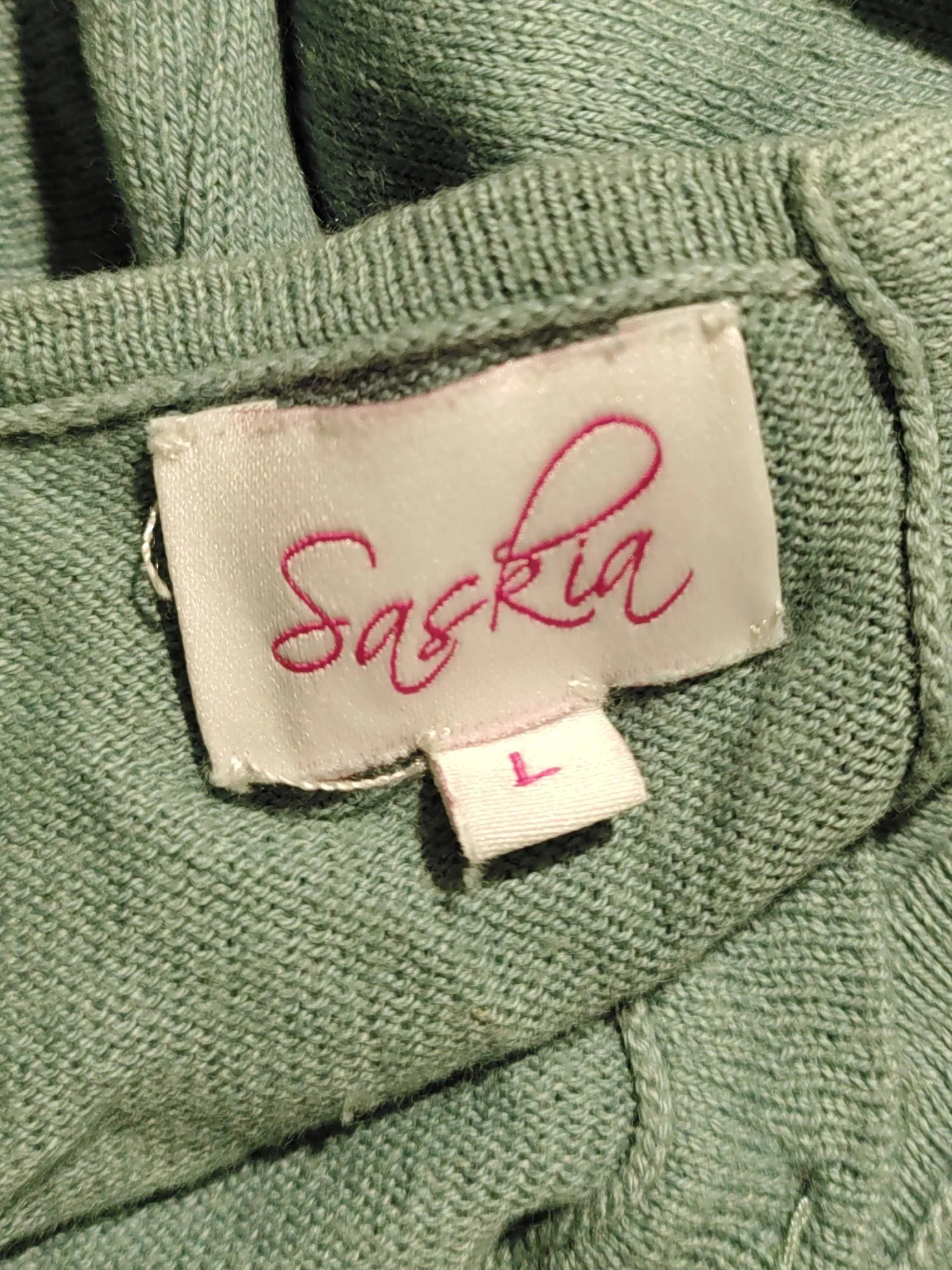 Saskia Women's Jumper L Green Cotton with Silk, Polyester Round Neck Pullover - Image 5
