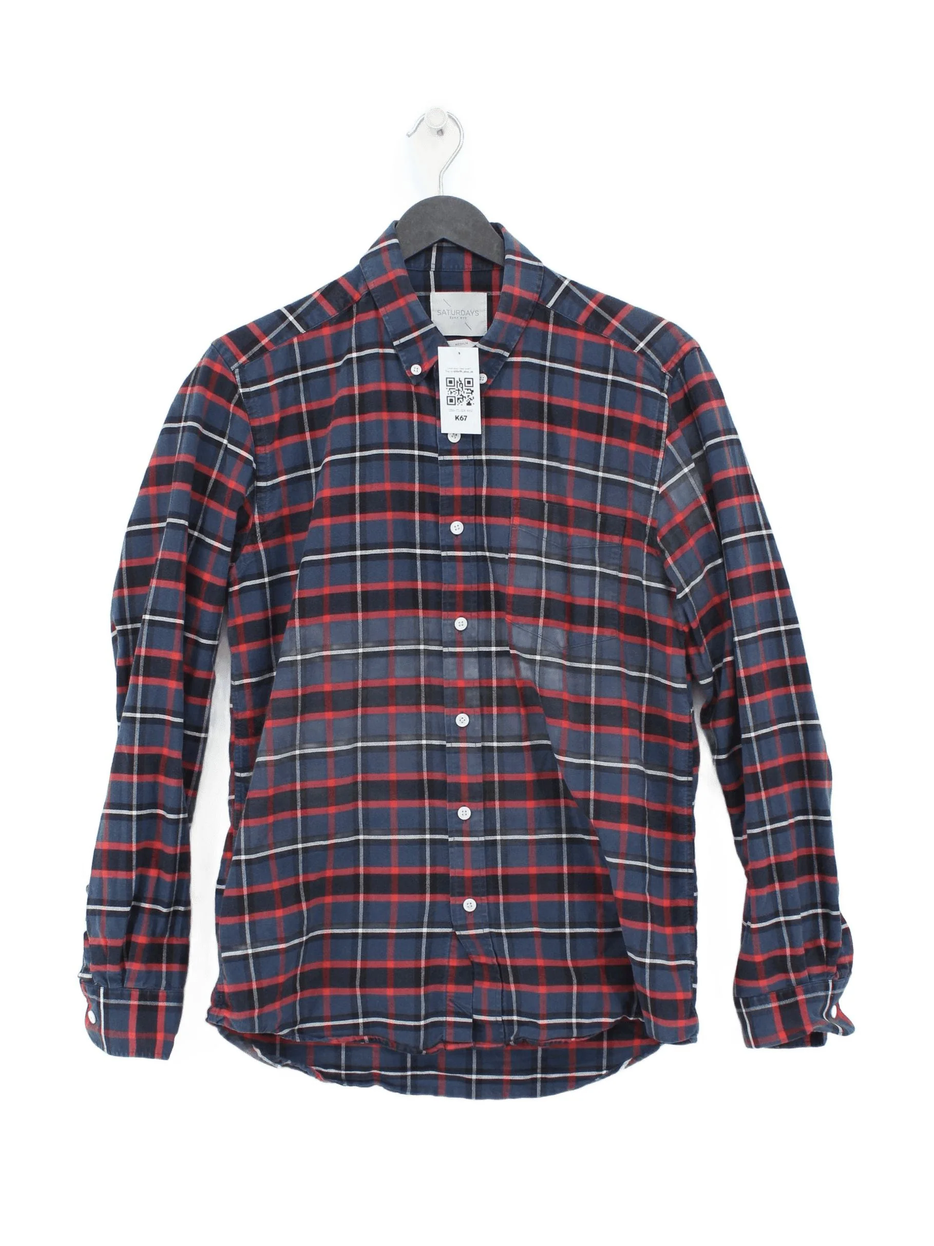 Saturdays New York City Men's Shirt M Multi Checkered 100% Cotton Basic