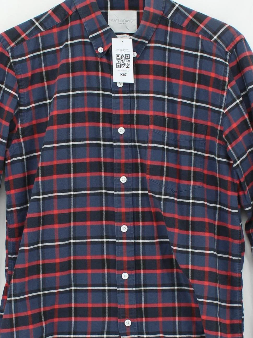 Saturdays New York City Men's Shirt M Multi Checkered 100% Cotton Basic - Image 3