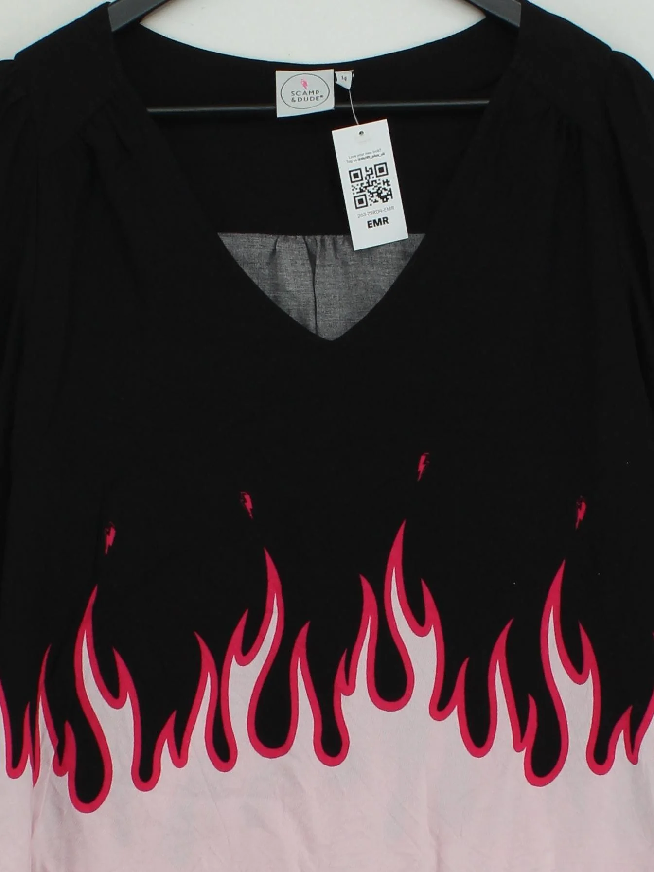 Scamp & Dude Women's Top UK 14 Black 100% Viscose Long Sleeve V-Neck Basic - Image 3