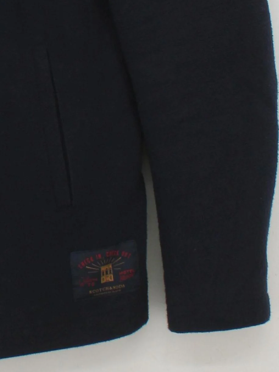 Scotch & Soda Men's Coat S Black Cotton with Polyester, Elastane Pea Coat - Image 4