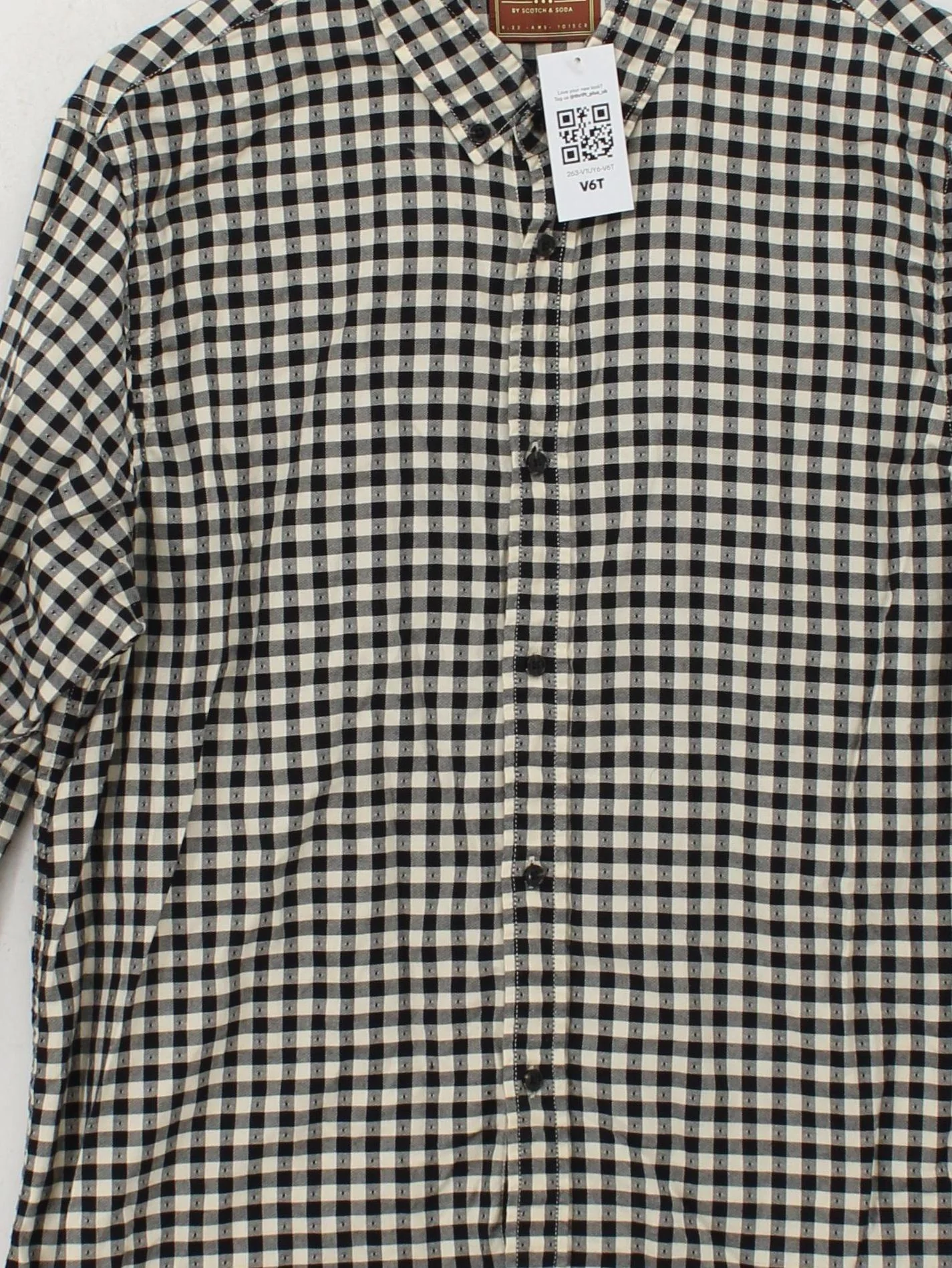Scotch & Soda Men's Shirt M Black Checkered 100% Cotton Basic - Image 3