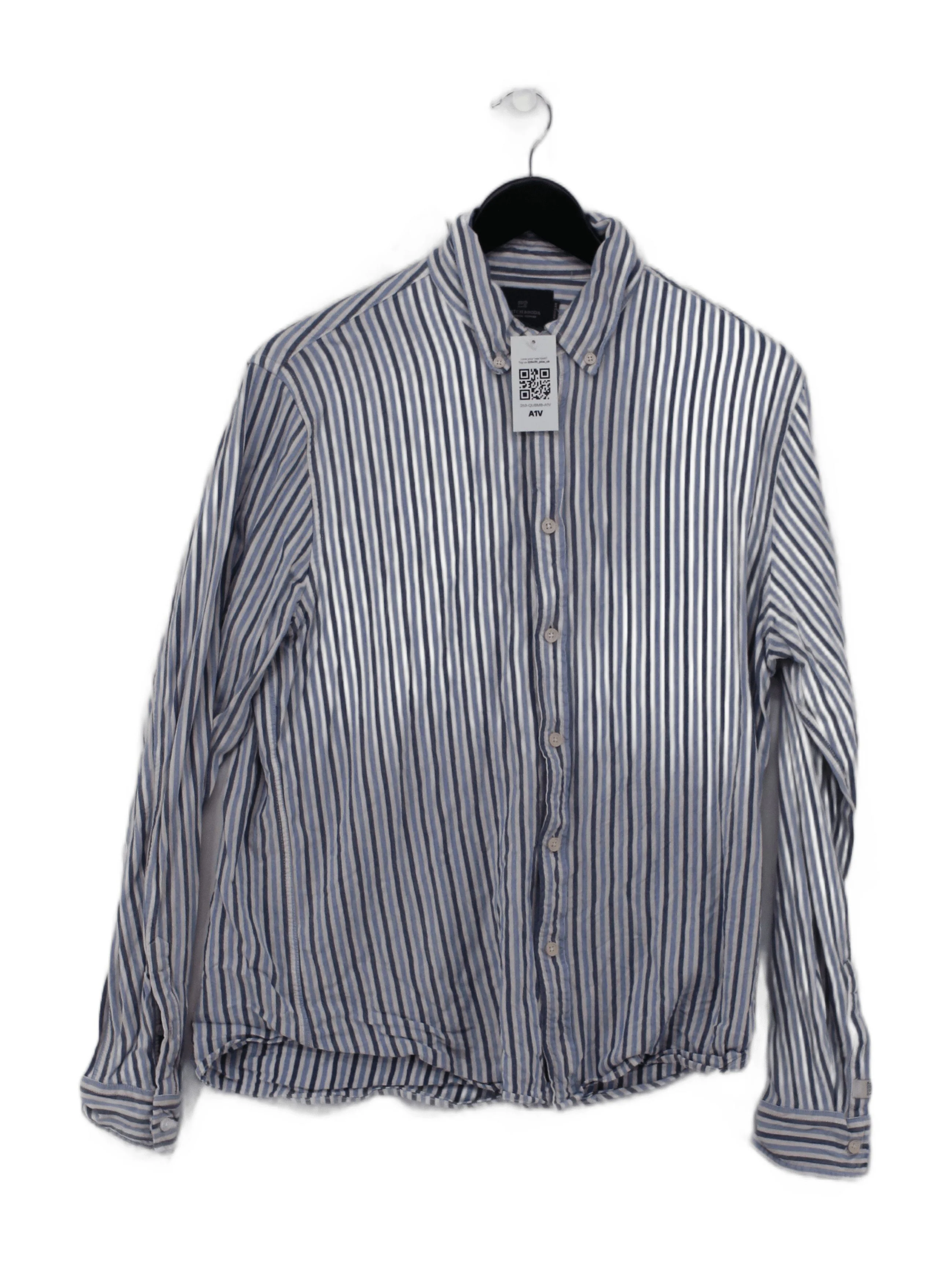 Scotch & Soda Men's Shirt M Blue Striped 100% Viscose Basic