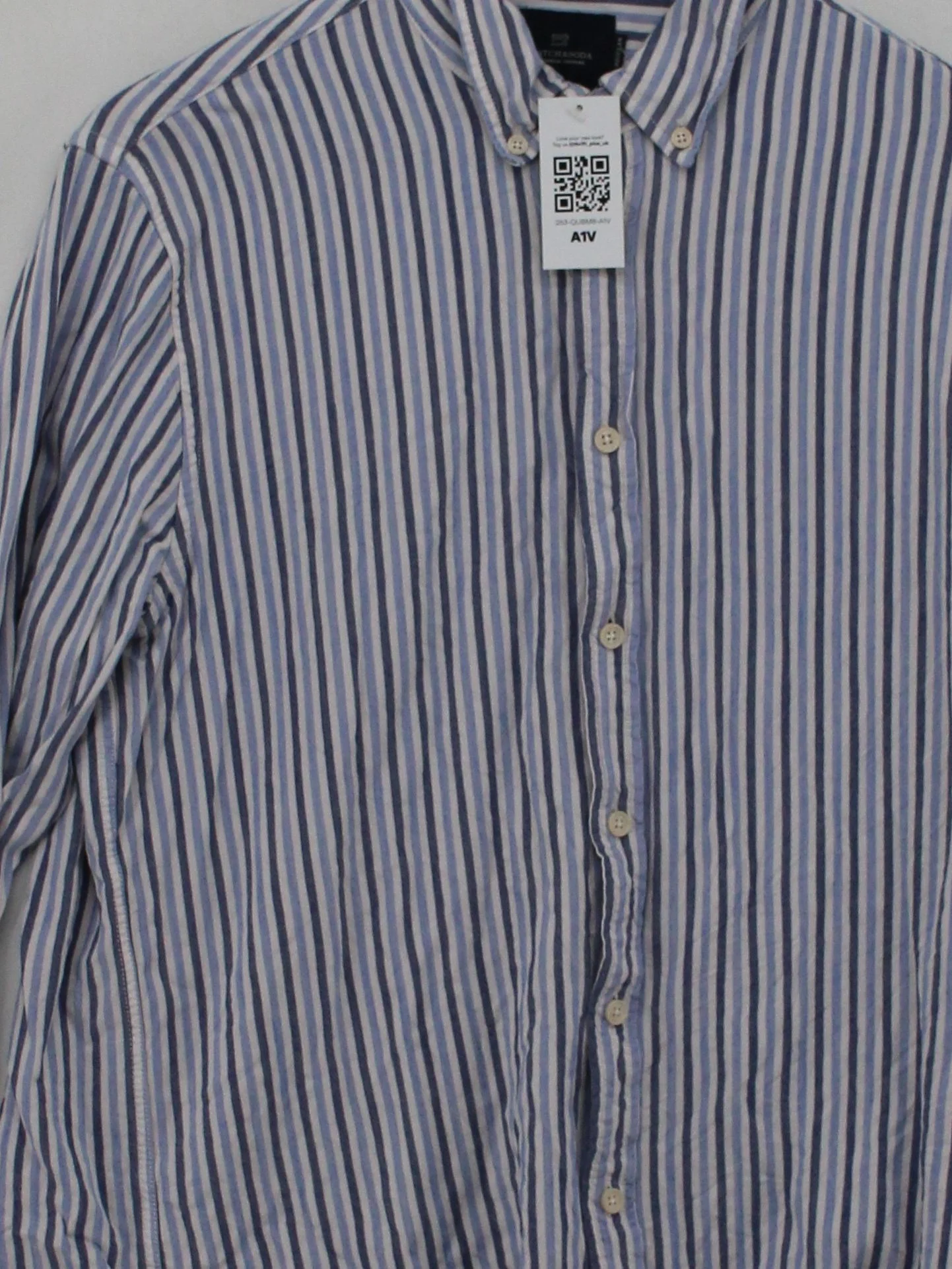Scotch & Soda Men's Shirt M Blue Striped 100% Viscose Basic - Image 3