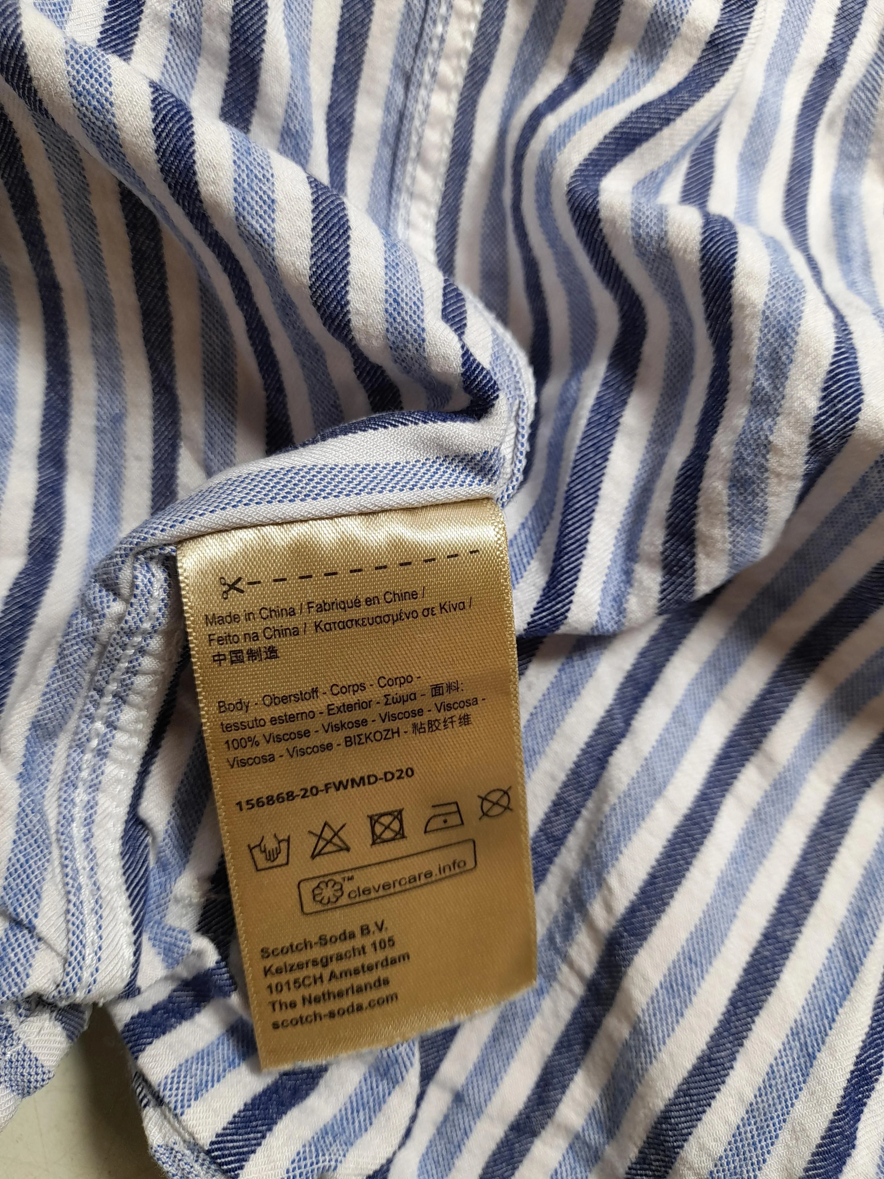 Scotch & Soda Men's Shirt M Blue Striped 100% Viscose Basic - Image 6
