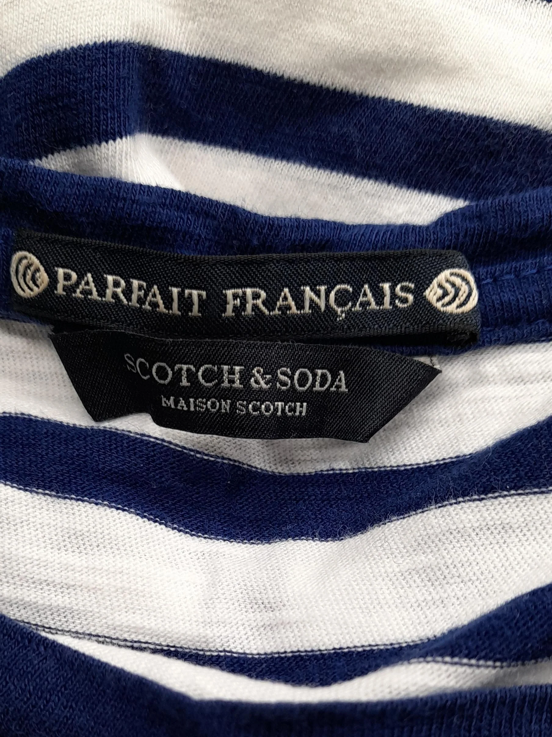 Scotch & Soda Men's T-Shirt L Blue Striped 100% Cotton Basic - Image 5