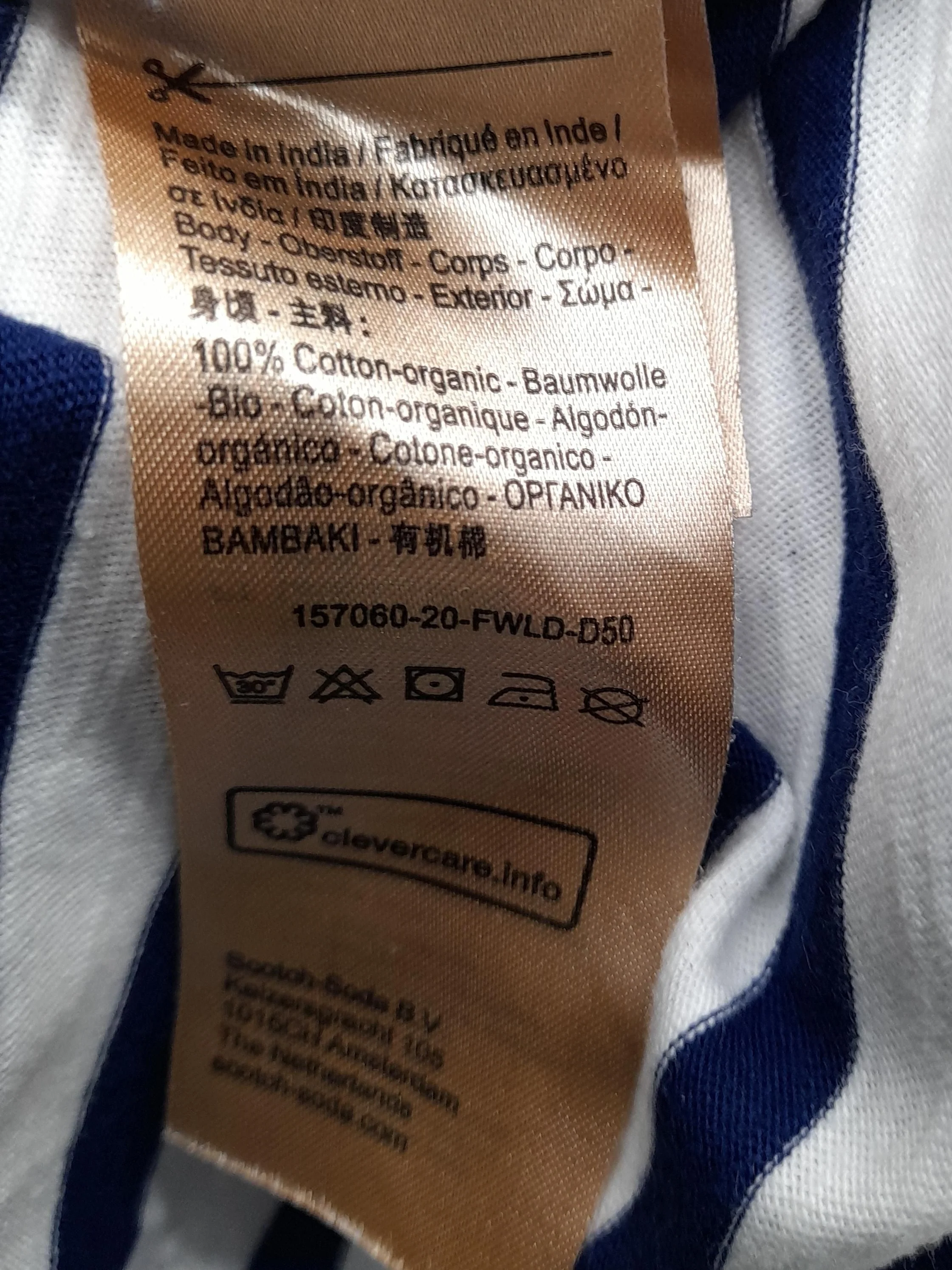 Scotch & Soda Men's T-Shirt L Blue Striped 100% Cotton Basic - Image 6