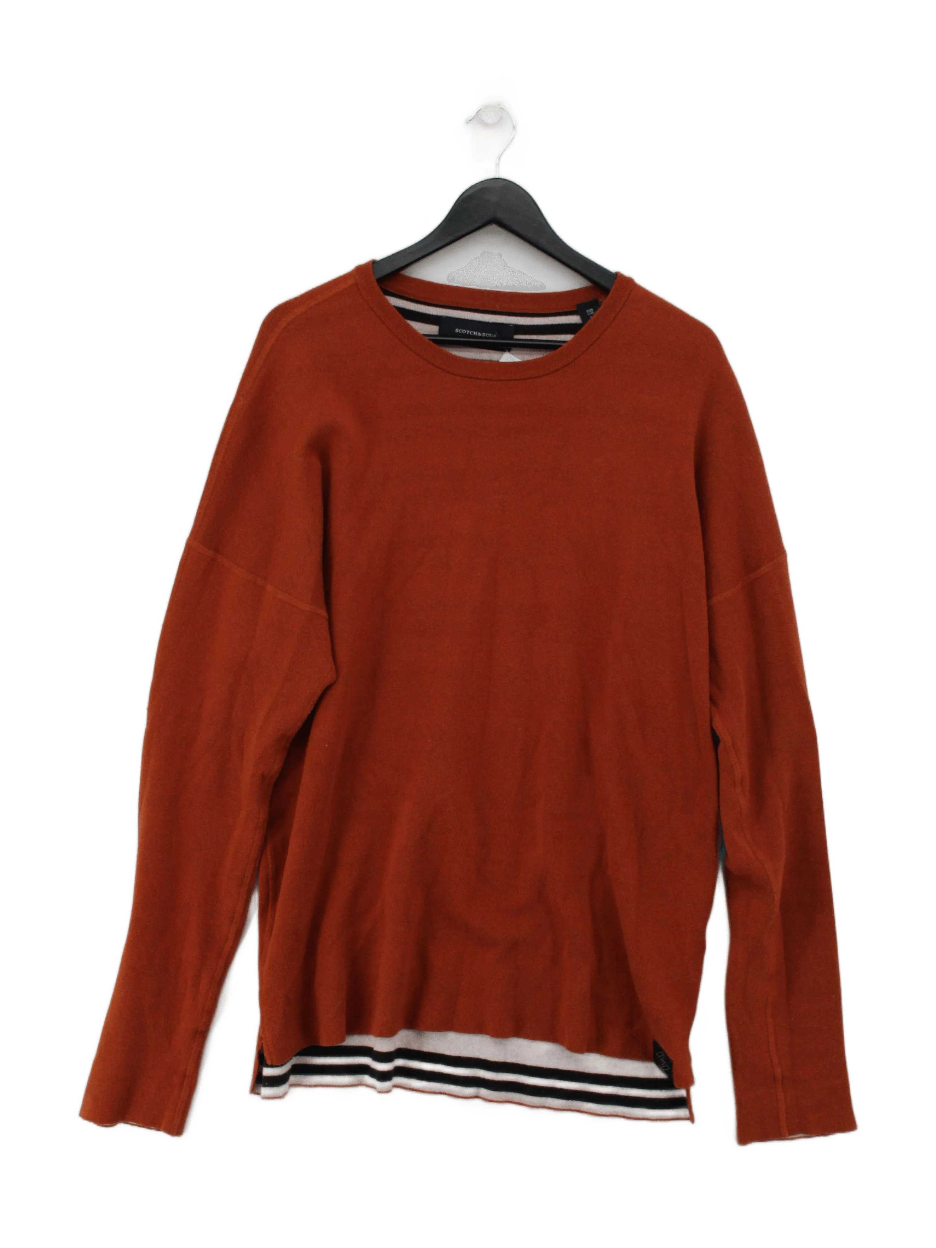 Scotch & Soda Women's Jumper M Orange Cotton with Polyester Crew Neck Pullover