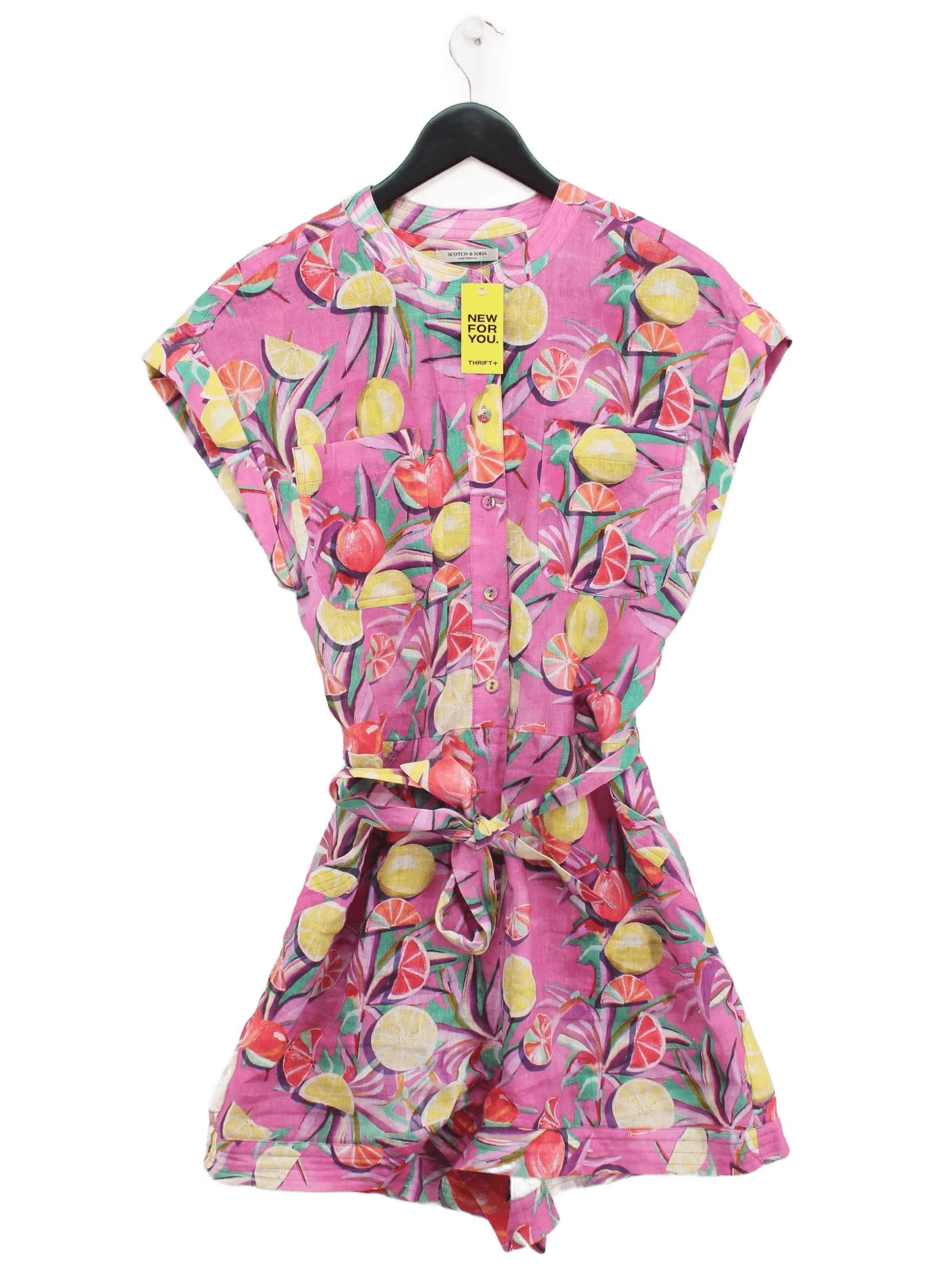 Scotch & Soda Women's Playsuit UK 10 Pink 100% Linen Playsuit