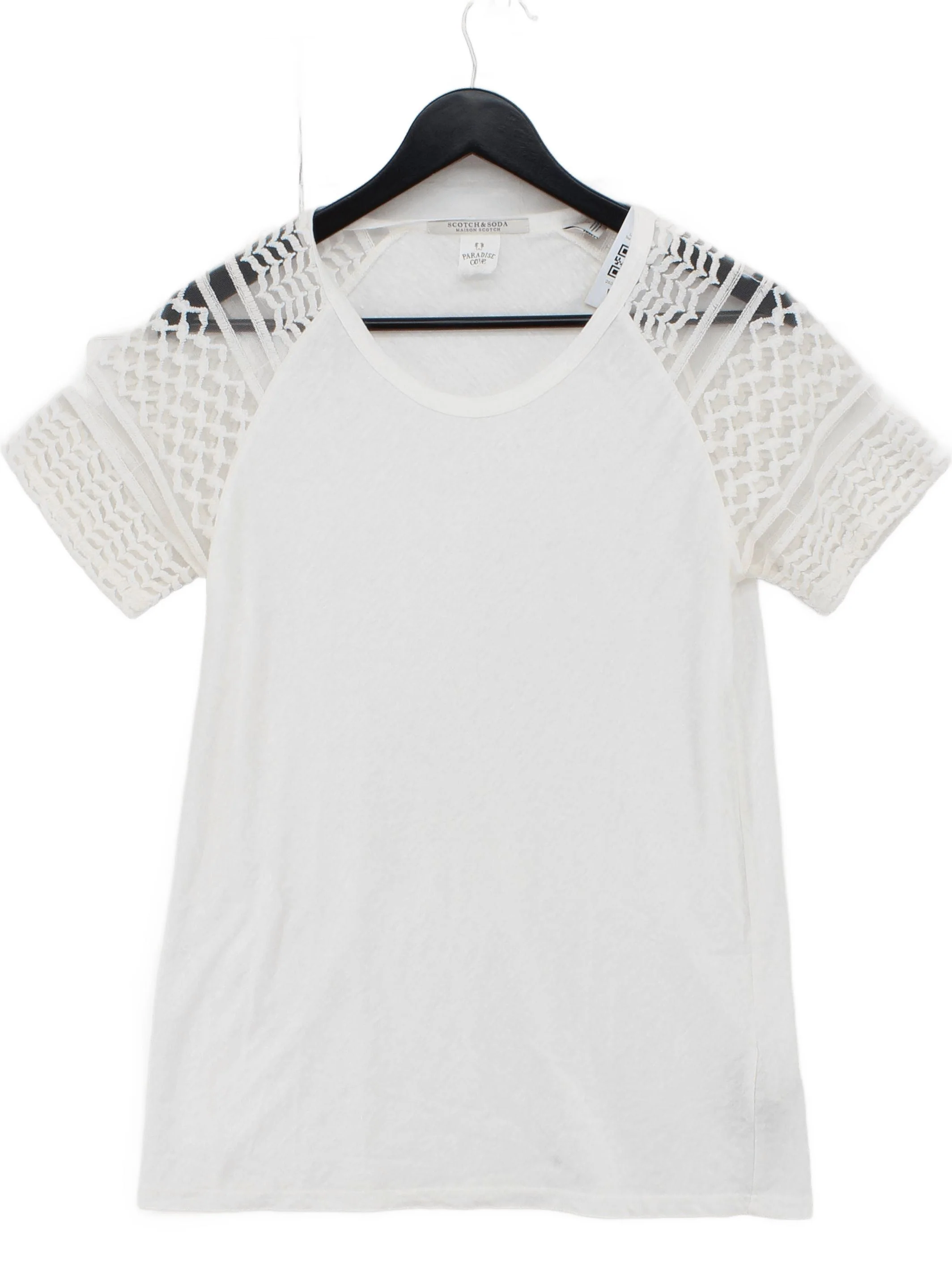 Scotch & Soda Women's T-Shirt S White Linen with Elastane Basic