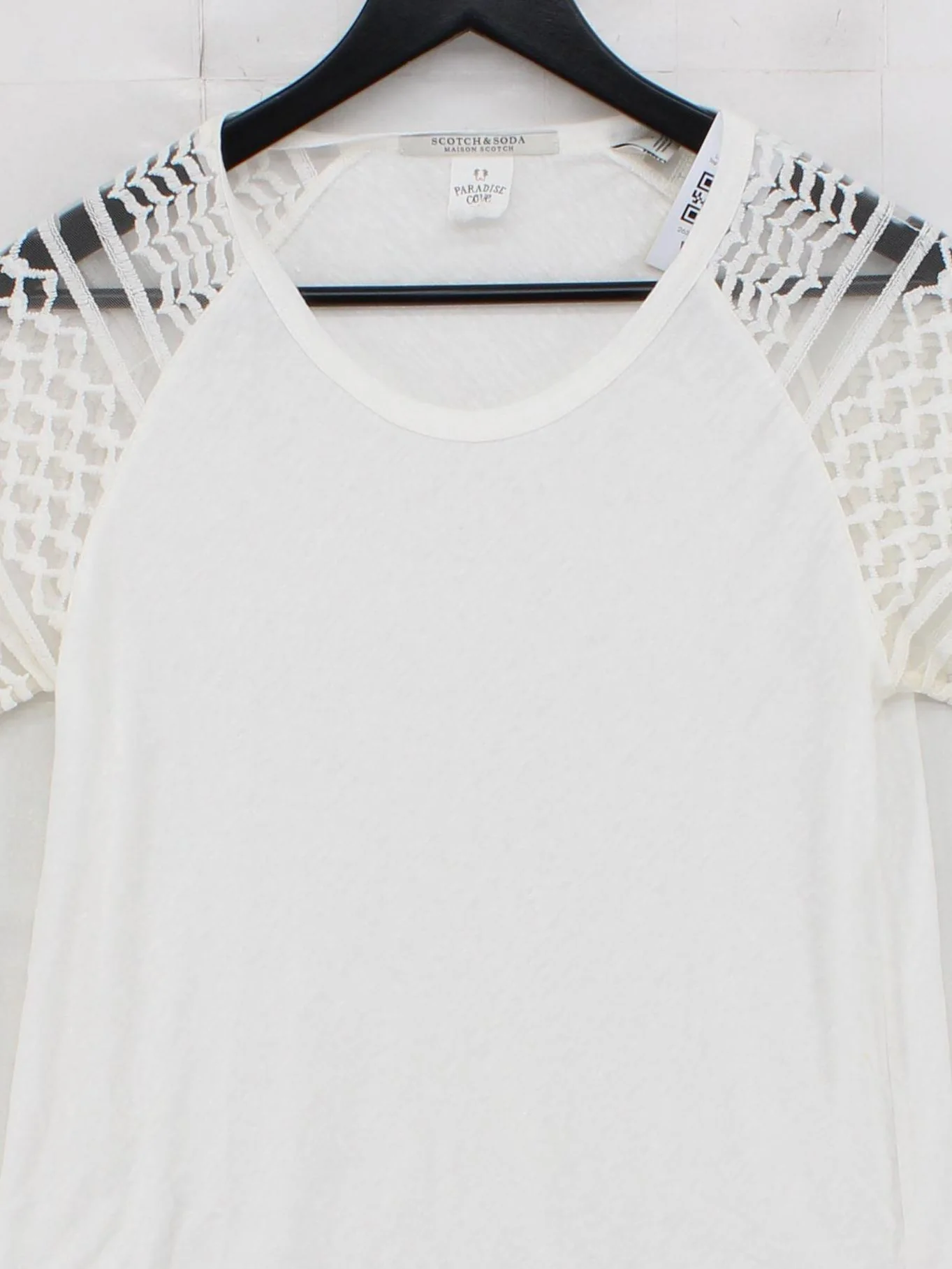 Scotch & Soda Women's T-Shirt S White Linen with Elastane Basic - Image 3