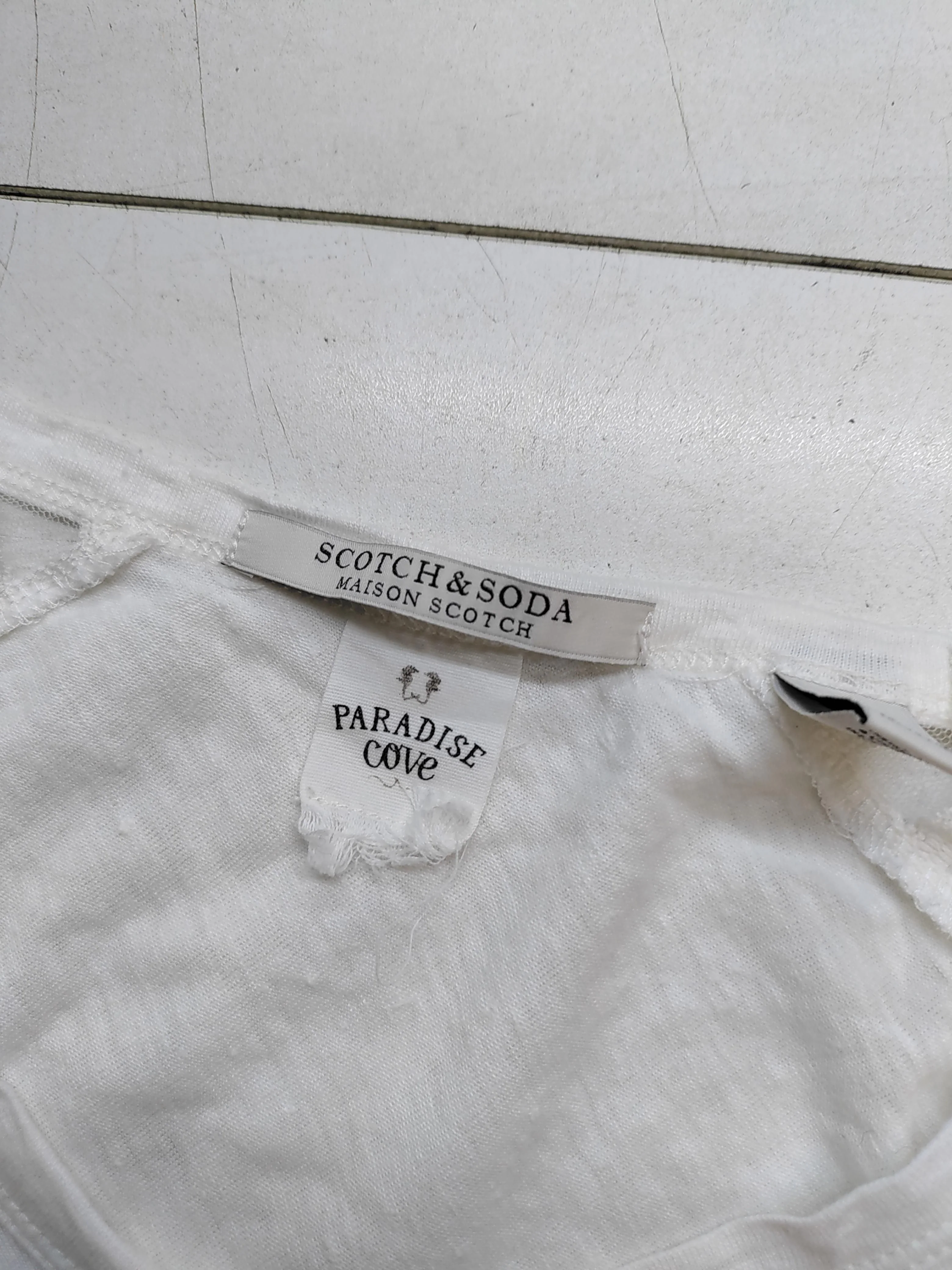 Scotch & Soda Women's T-Shirt S White Linen with Elastane Basic - Image 5