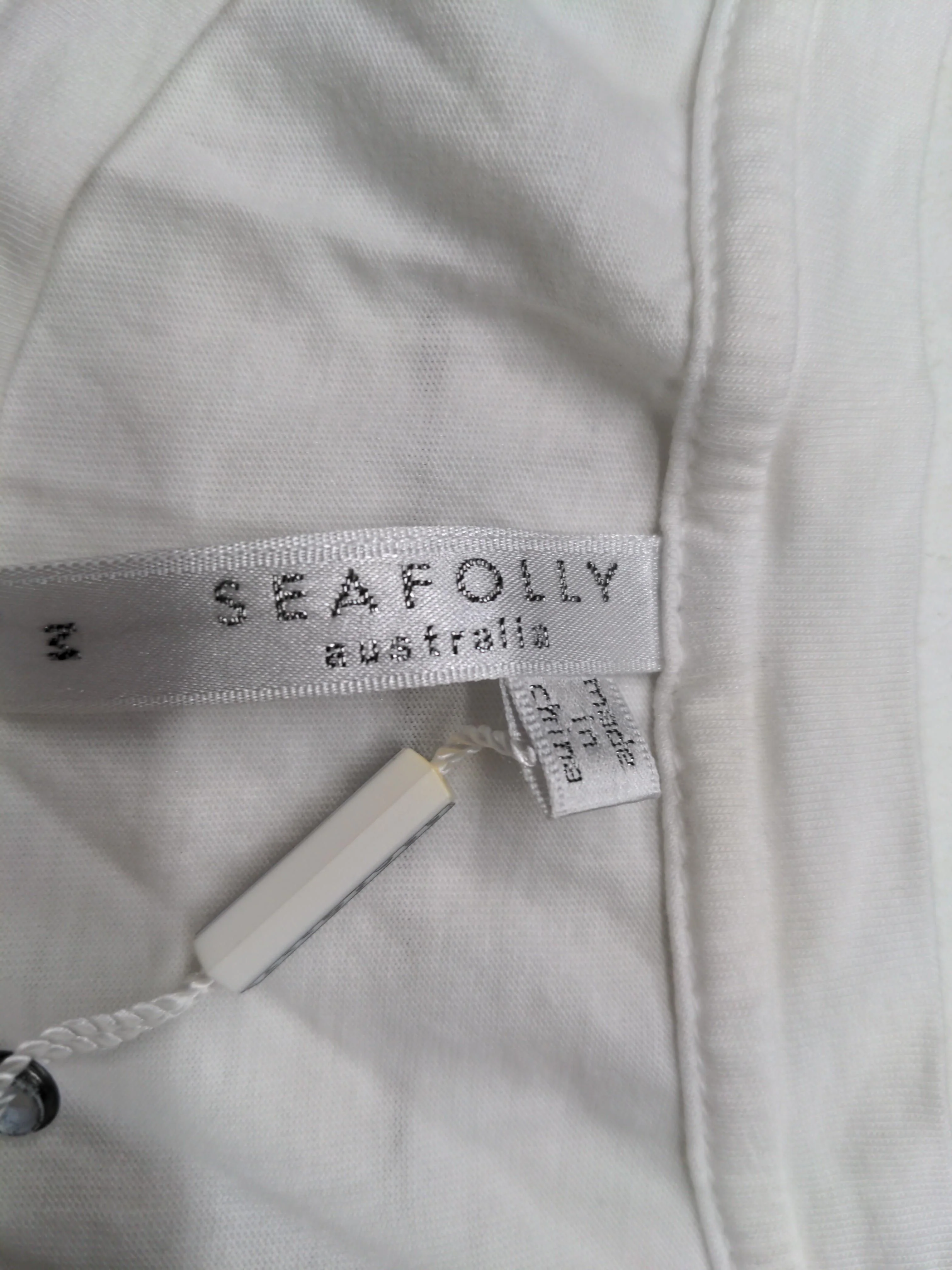 Seafolly Women's T-Shirt M White Cotton with Lyocell Modal Basic - Image 5