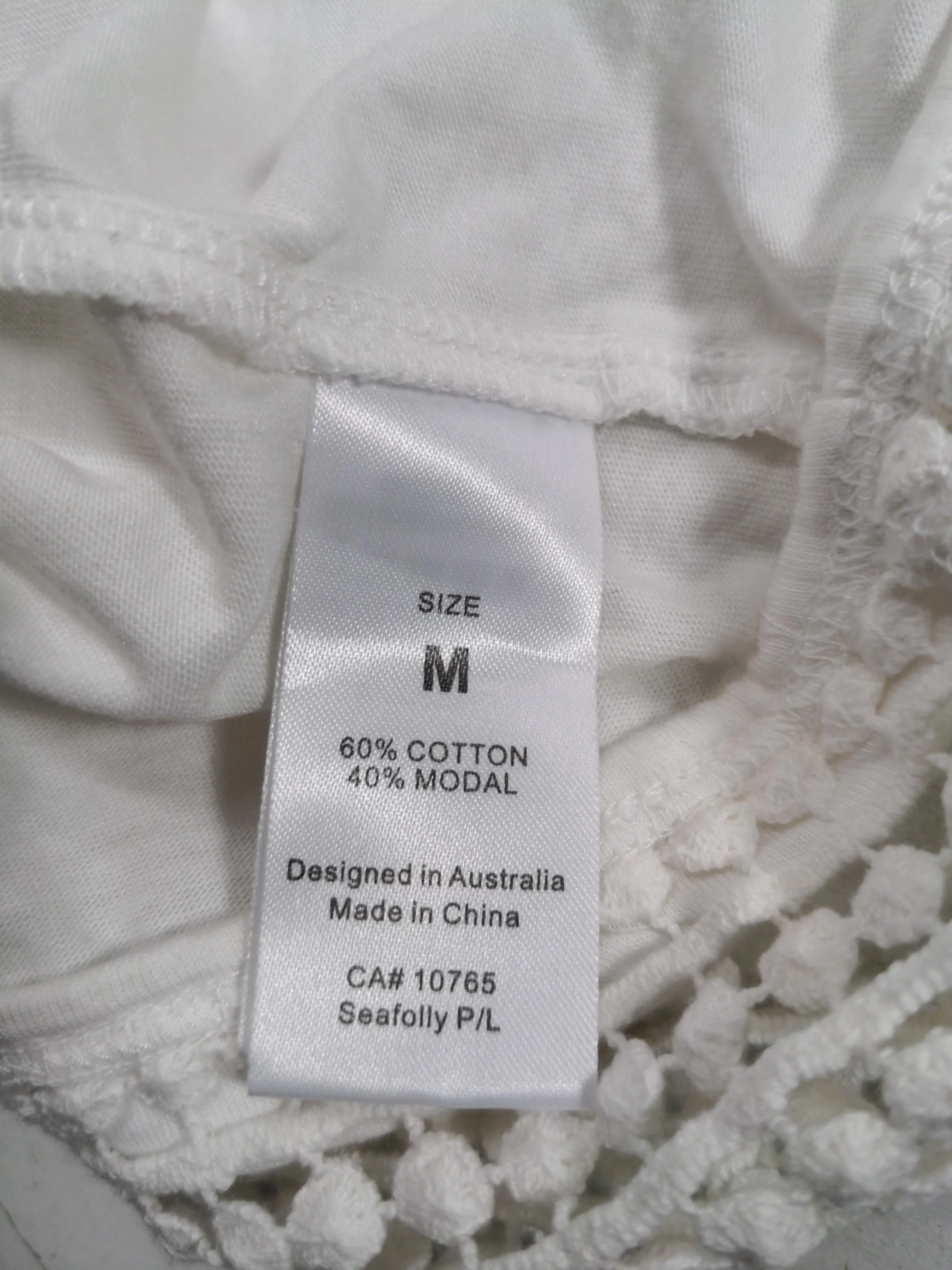 Seafolly Women's T-Shirt M White Cotton with Lyocell Modal Basic - Image 6