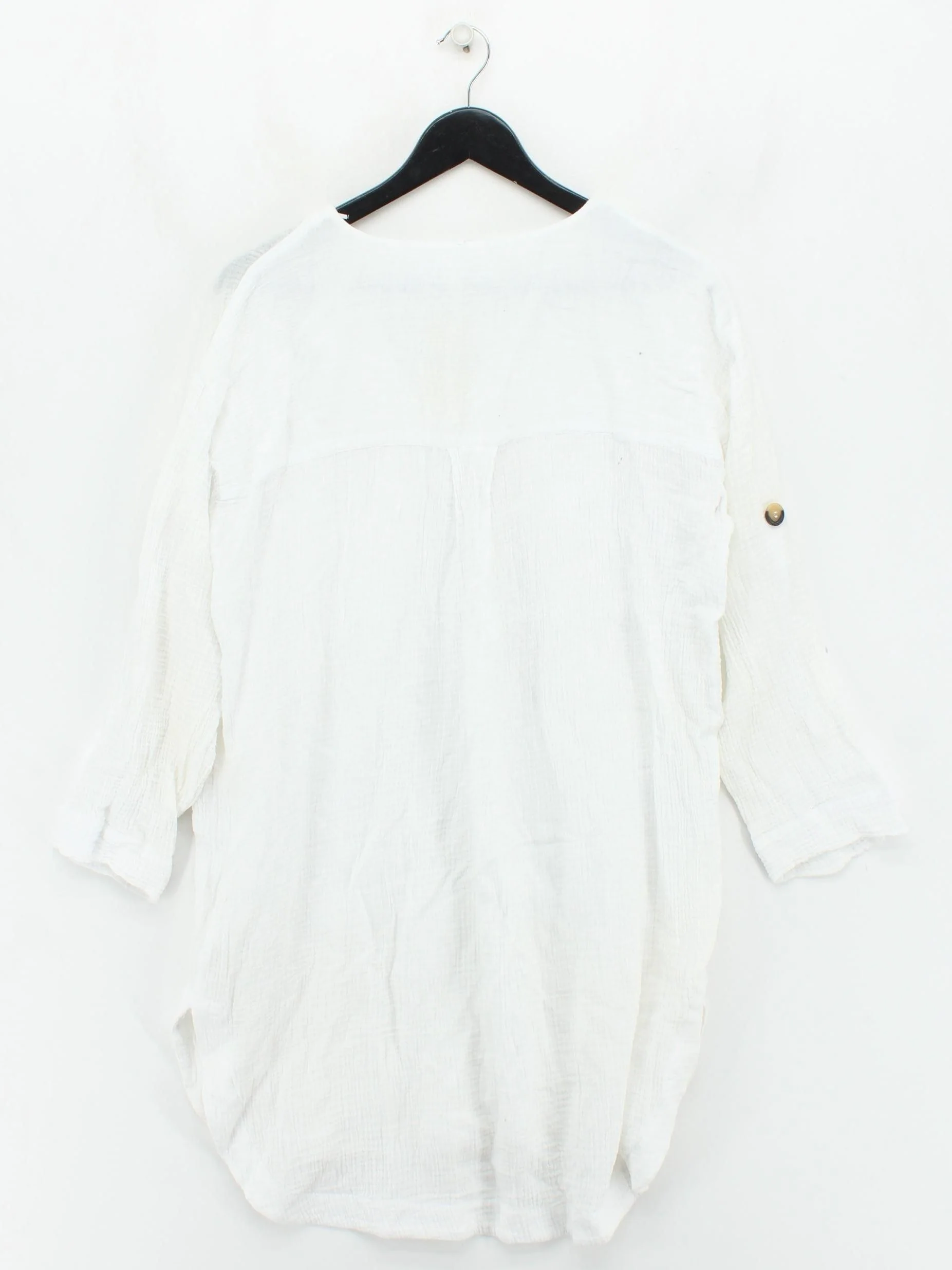 Seafolly Women's Top S White 100% Cotton 3/4 Sleeve V-Neck Tunic - Image 2