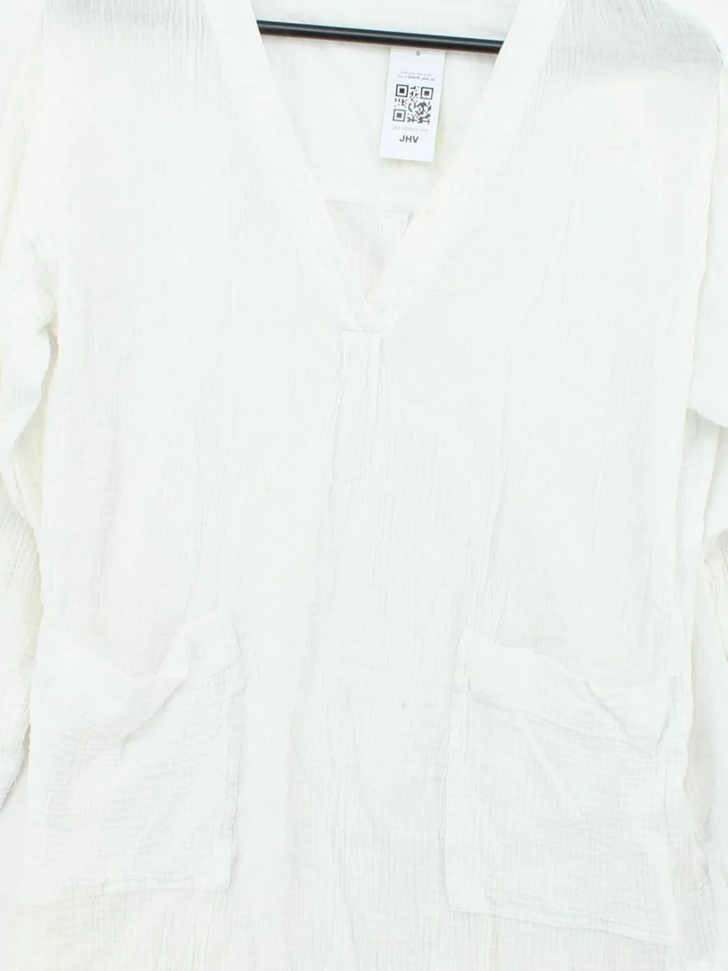 Seafolly Women's Top S White 100% Cotton 3/4 Sleeve V-Neck Tunic - Image 3
