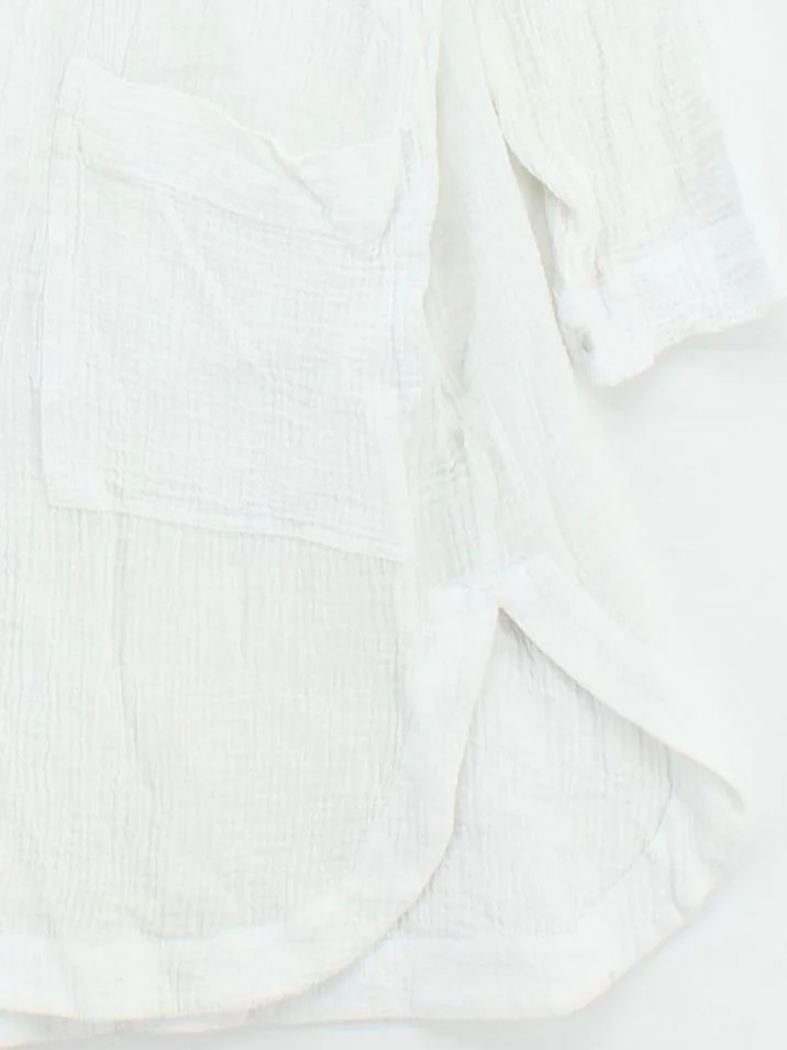 Seafolly Women's Top S White 100% Cotton 3/4 Sleeve V-Neck Tunic - Image 4