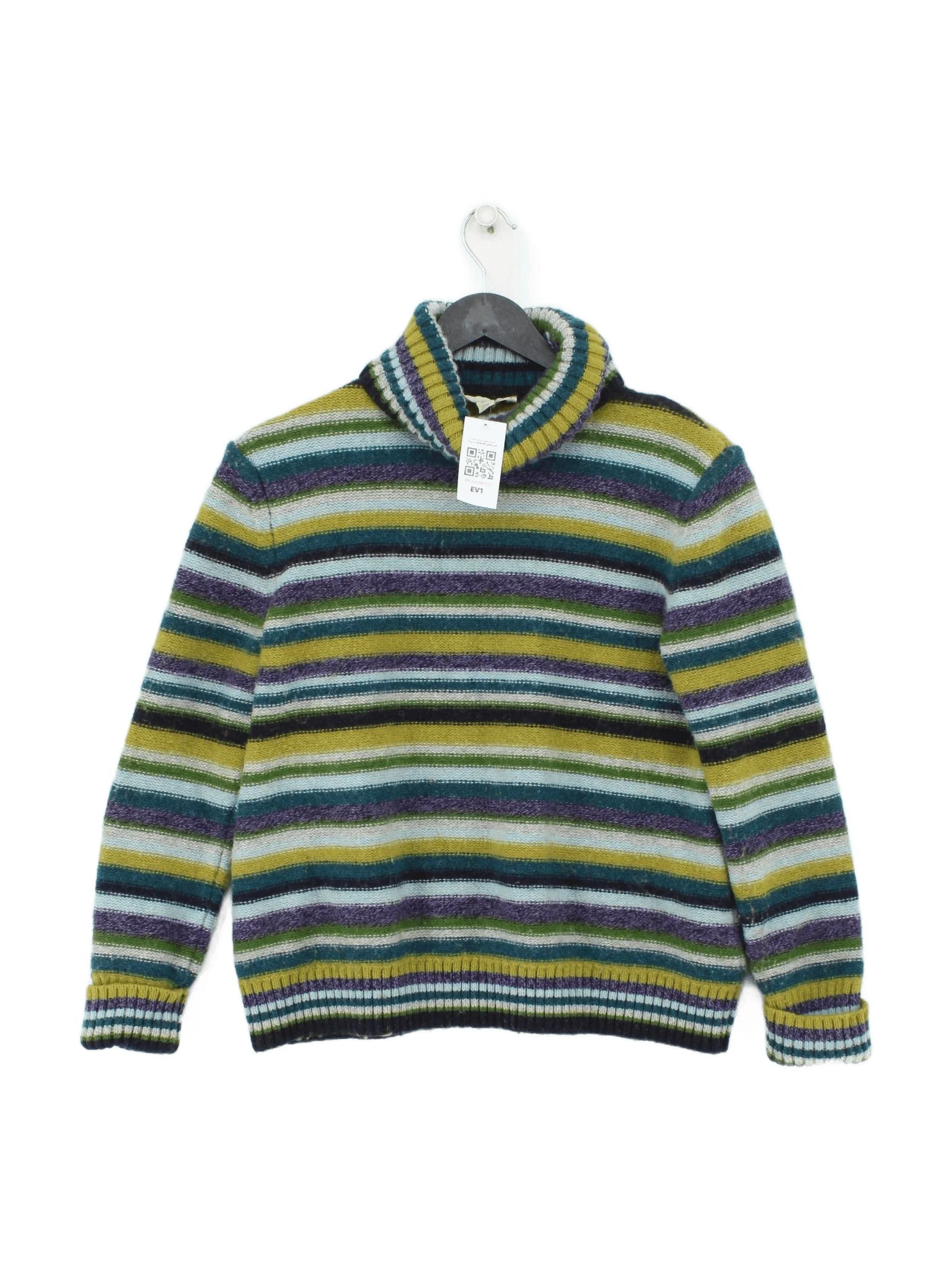 SEASALT CORNWALL Men's Jumper M Multi Striped Wool with Nylon Roll Neck Pullover