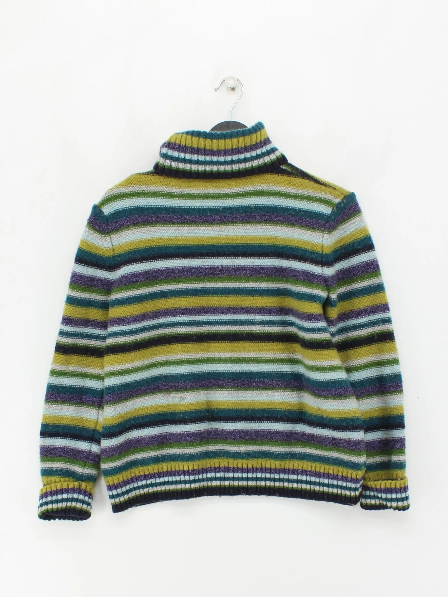 SEASALT CORNWALL Men's Jumper M Multi Striped Wool with Nylon Roll Neck Pullover - Image 2
