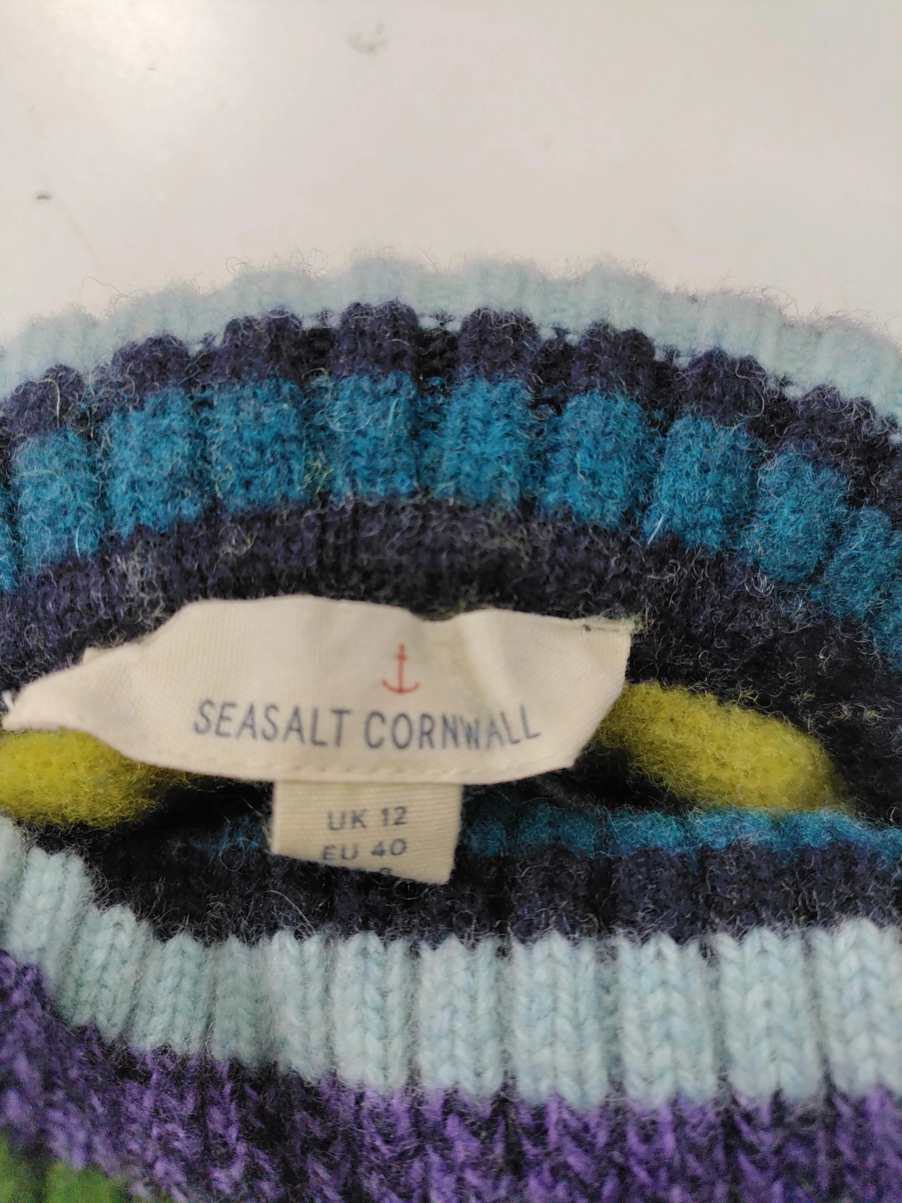 SEASALT CORNWALL Men's Jumper M Multi Striped Wool with Nylon Roll Neck Pullover - Image 6