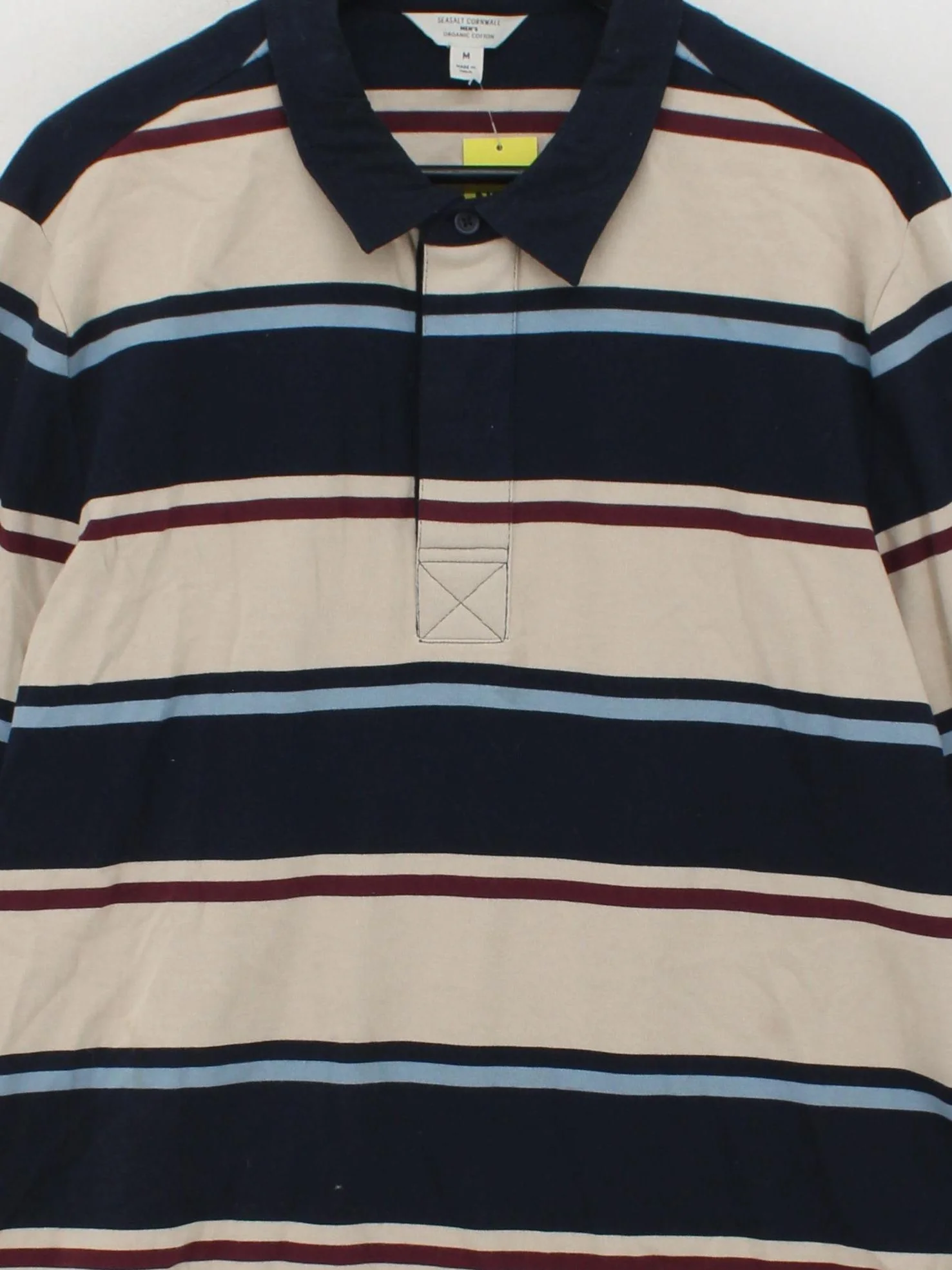 SEASALT CORNWALL Men's Polo M Multi Striped 100% Cotton Basic - Image 3