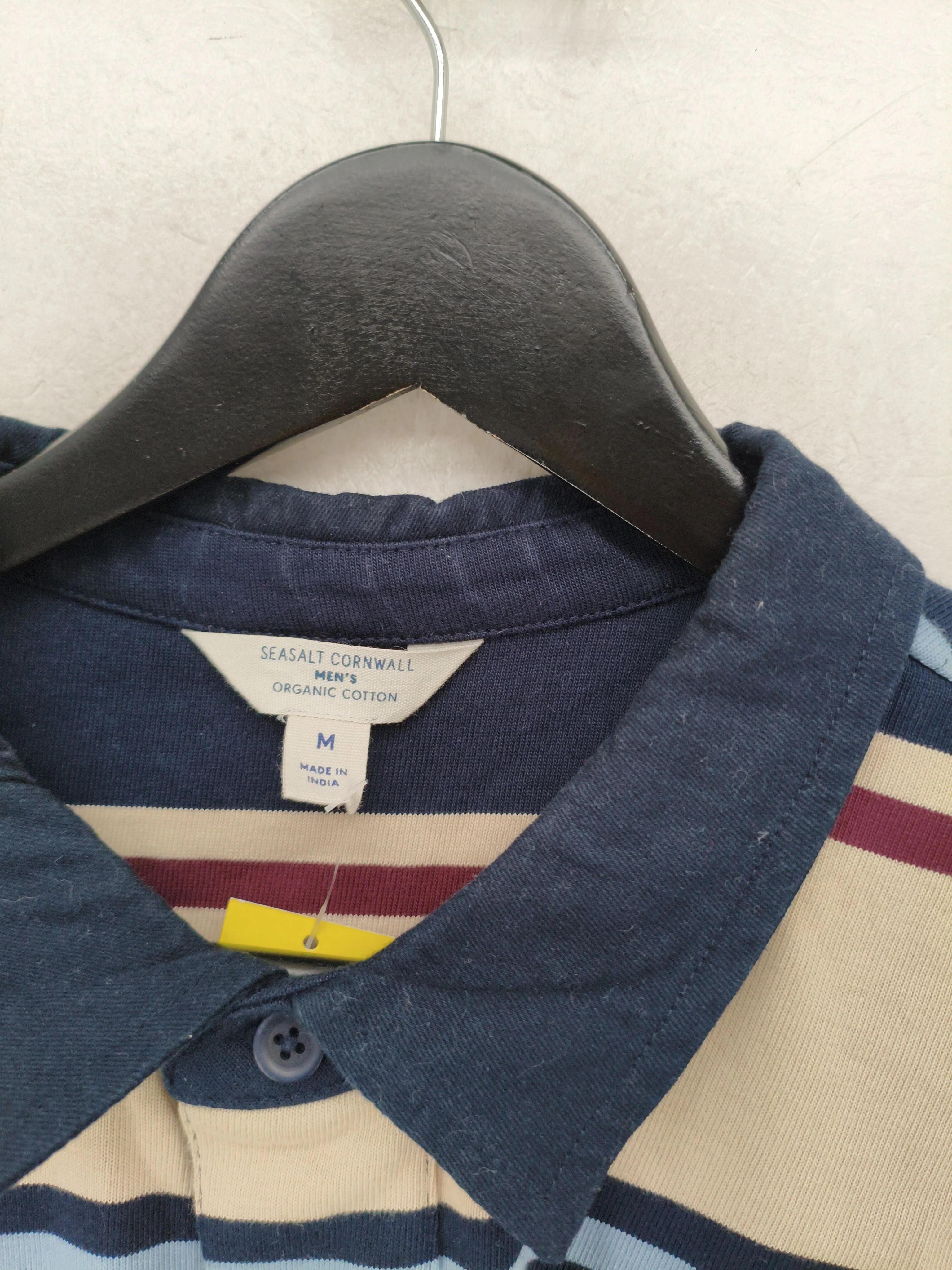 SEASALT CORNWALL Men's Polo M Multi Striped 100% Cotton Basic - Image 7