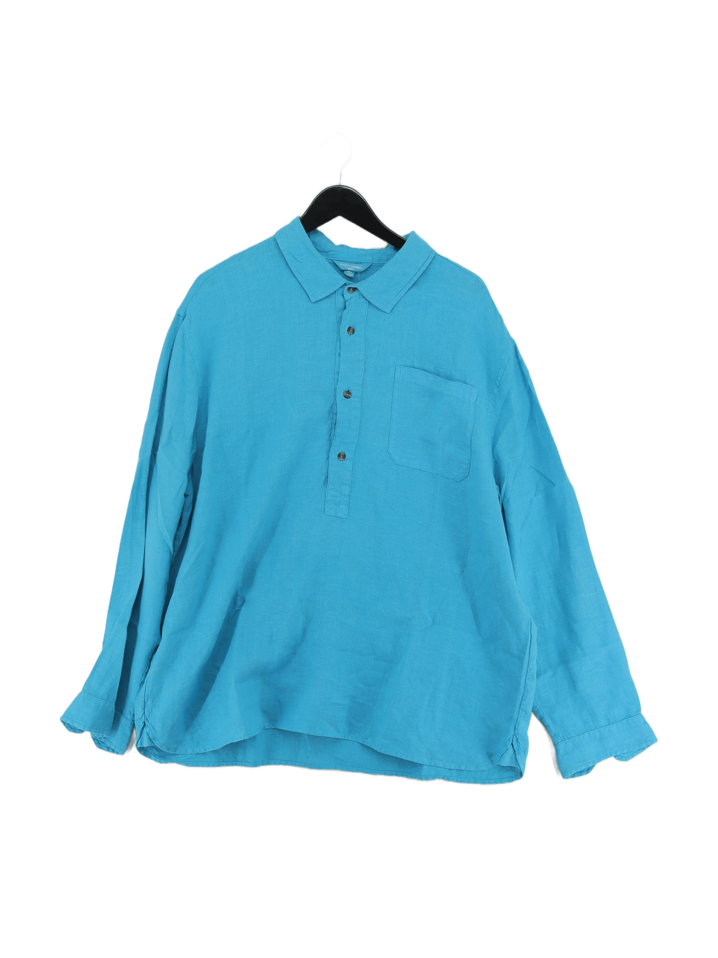 SEASALT CORNWALL Men's Shirt XXL Blue 100% Linen Basic