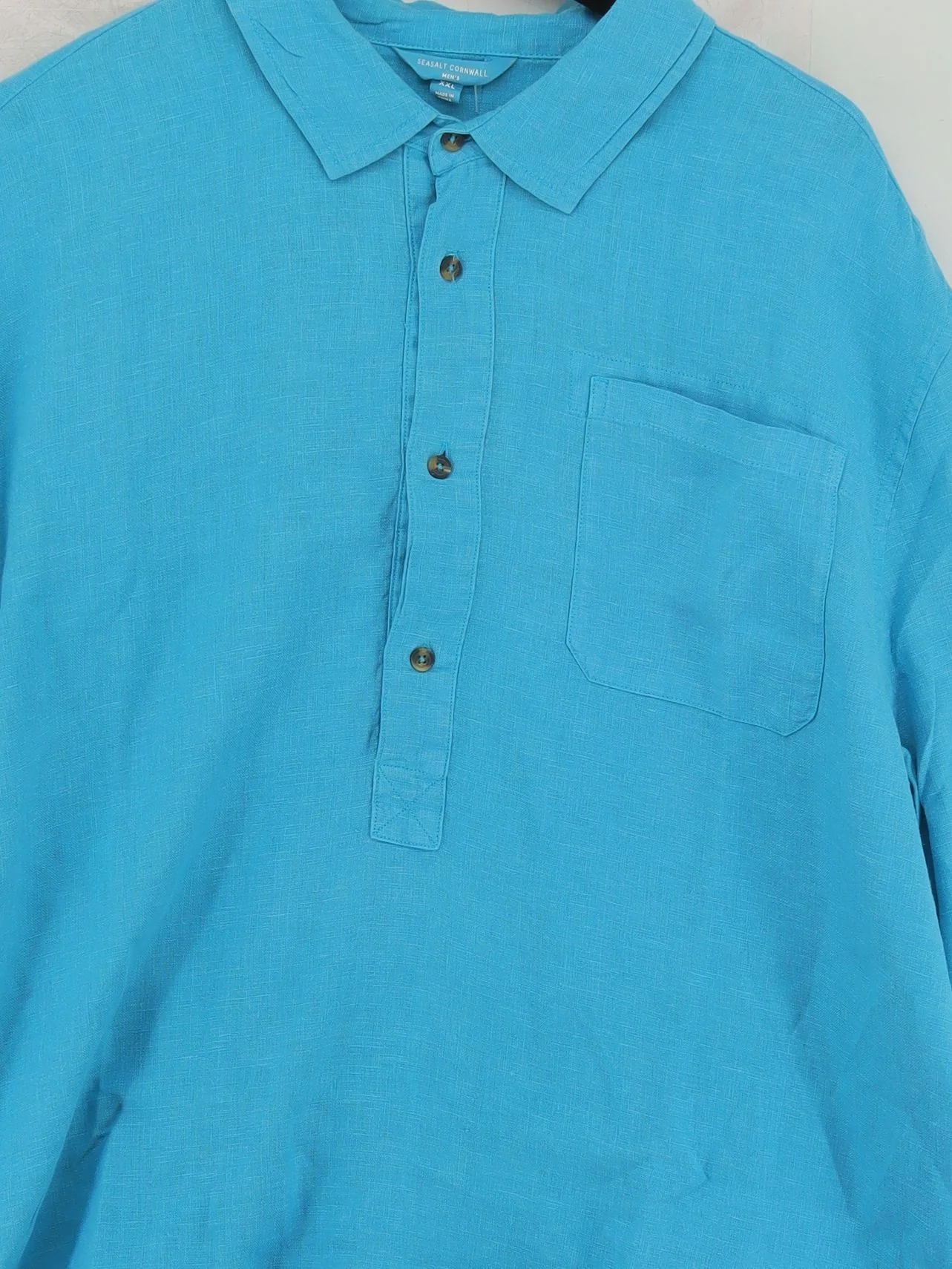 SEASALT CORNWALL Men's Shirt XXL Blue 100% Linen Basic - Image 3
