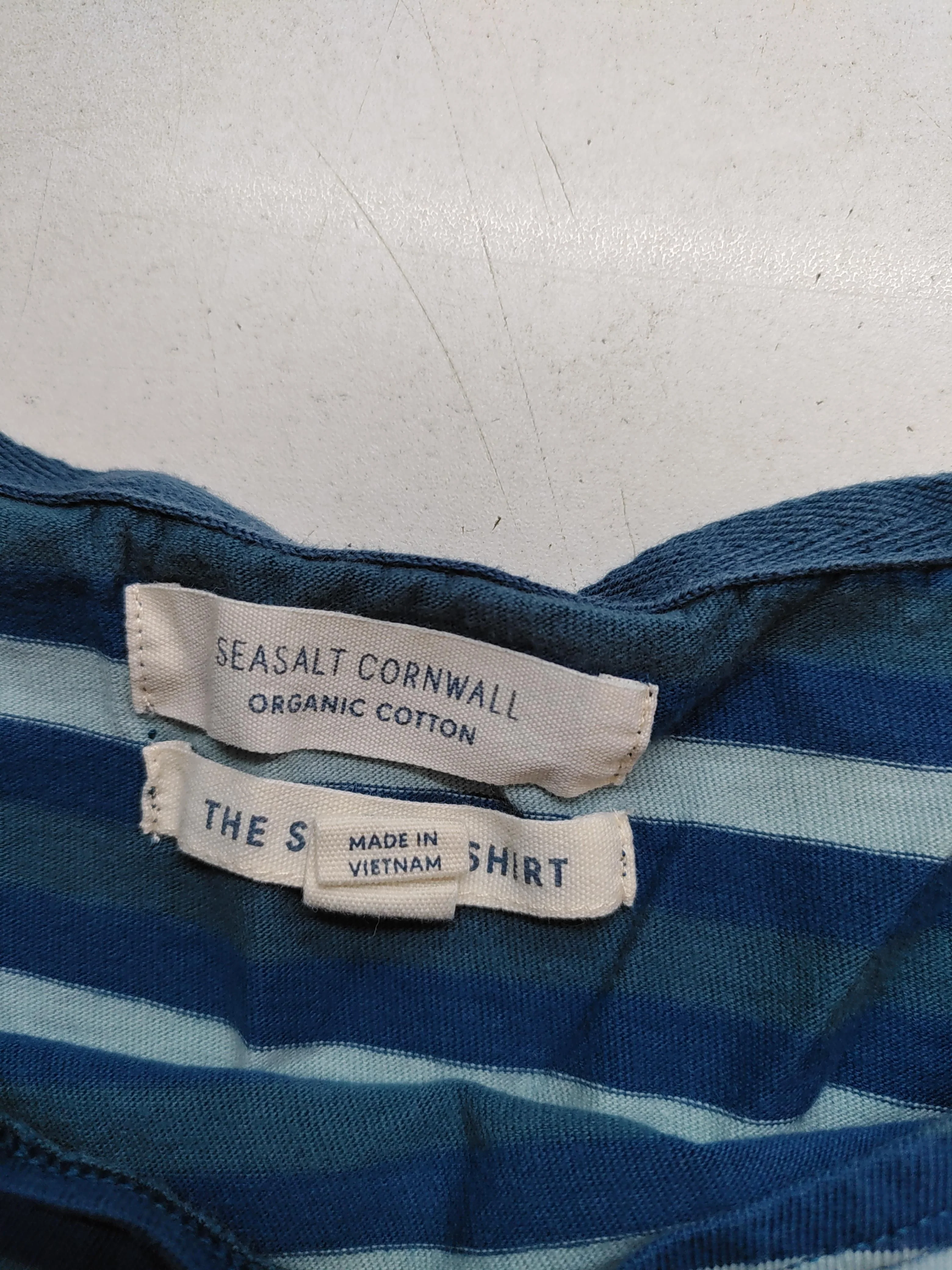 SEASALT CORNWALL Men's T-Shirt S Blue Striped 100% Cotton Basic - Image 5