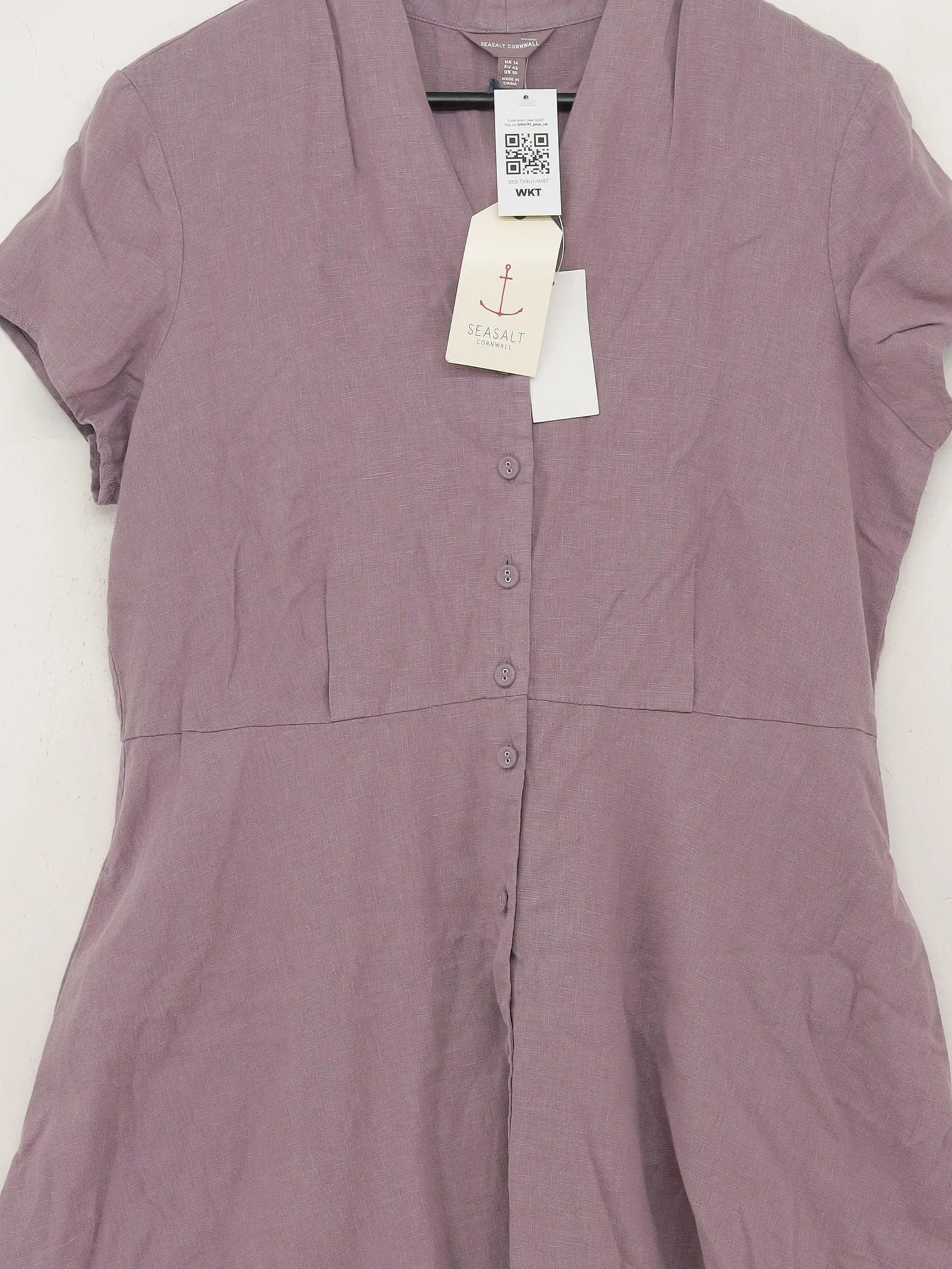 SEASALT CORNWALL Shirt Midi Dress UK14 in Purple - Image 3