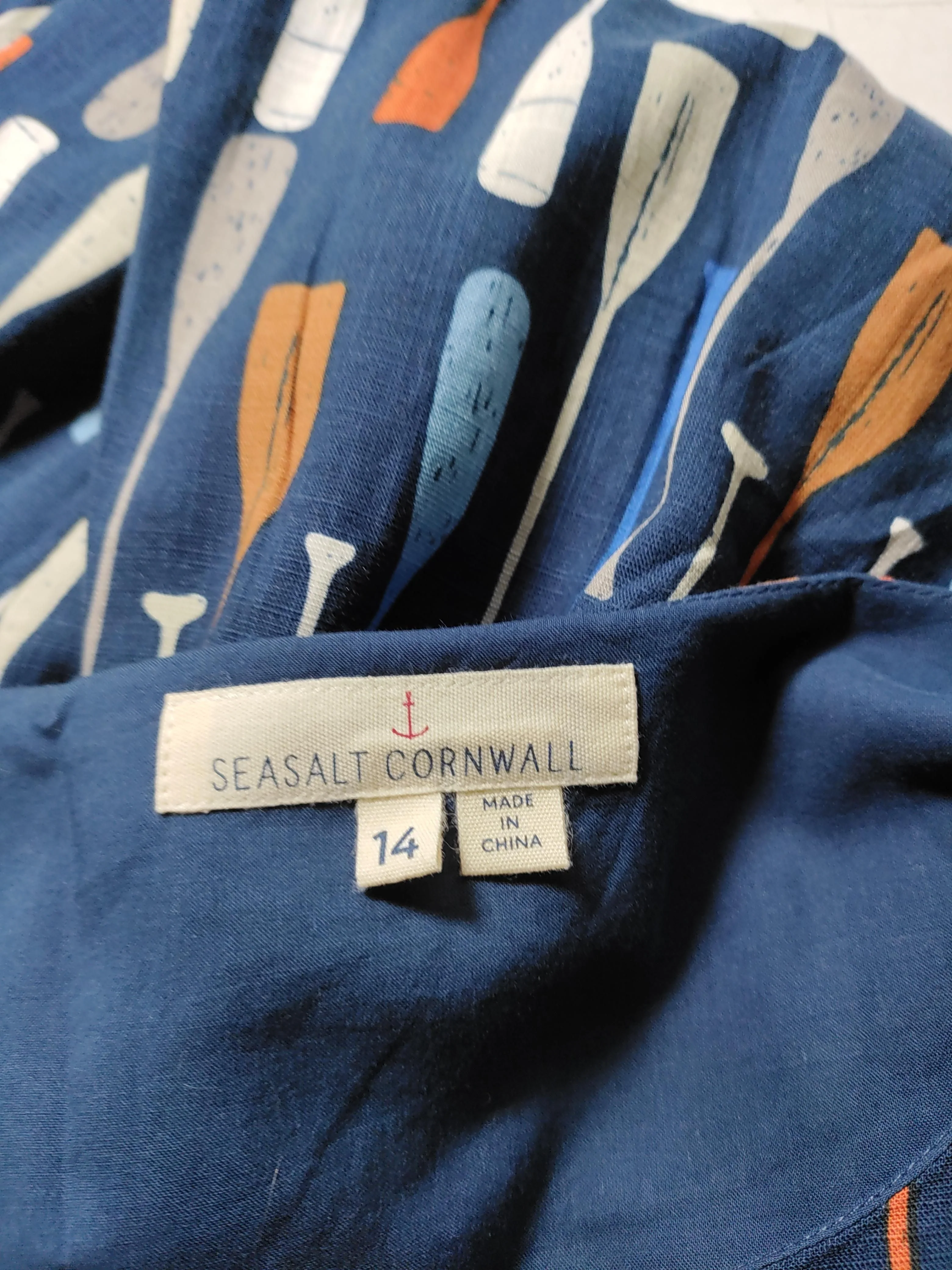 SEASALT CORNWALL Skater Mini Dress UK14 in Blue - Image 5