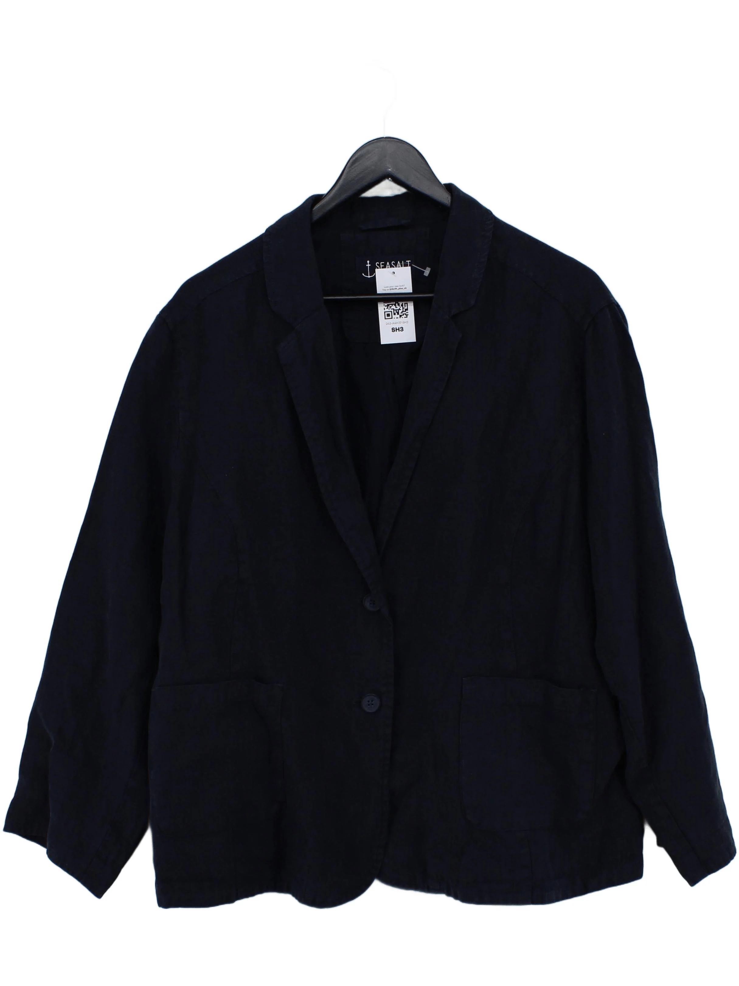 SEASALT CORNWALL Women's Blazer M Blue Linen with Cotton Overcoat