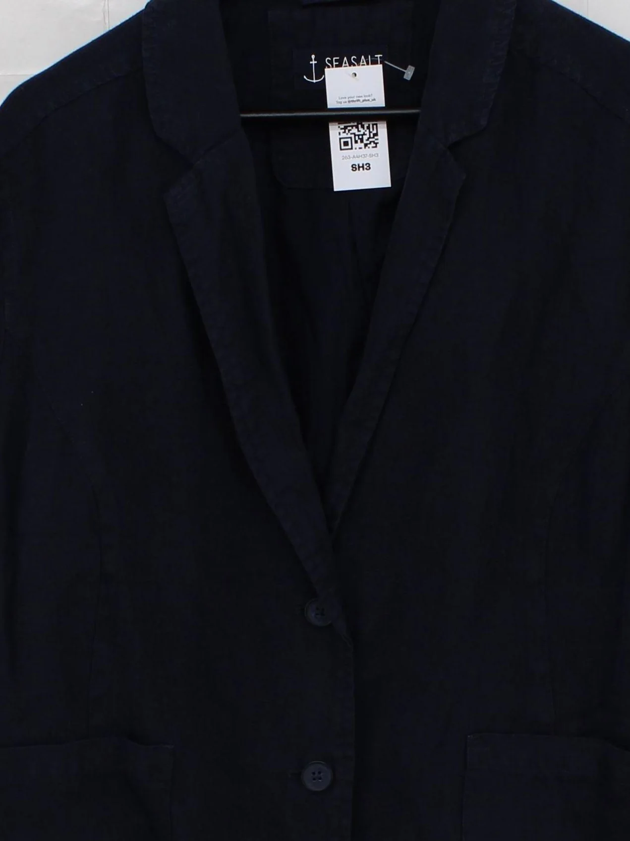 SEASALT CORNWALL Women's Blazer M Blue Linen with Cotton Overcoat - Image 3