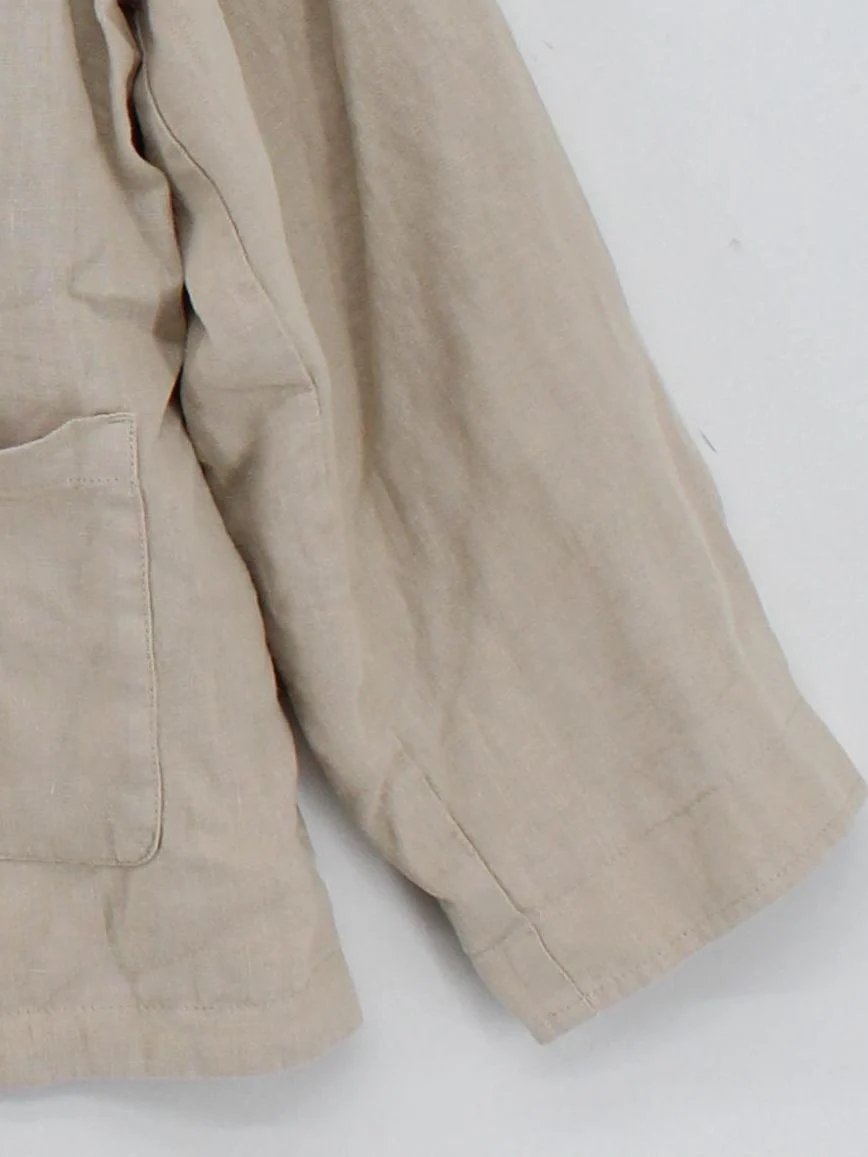 SEASALT CORNWALL Women's Blazer UK 24 Tan Linen with Cotton, Polyester Overcoat - Image 4