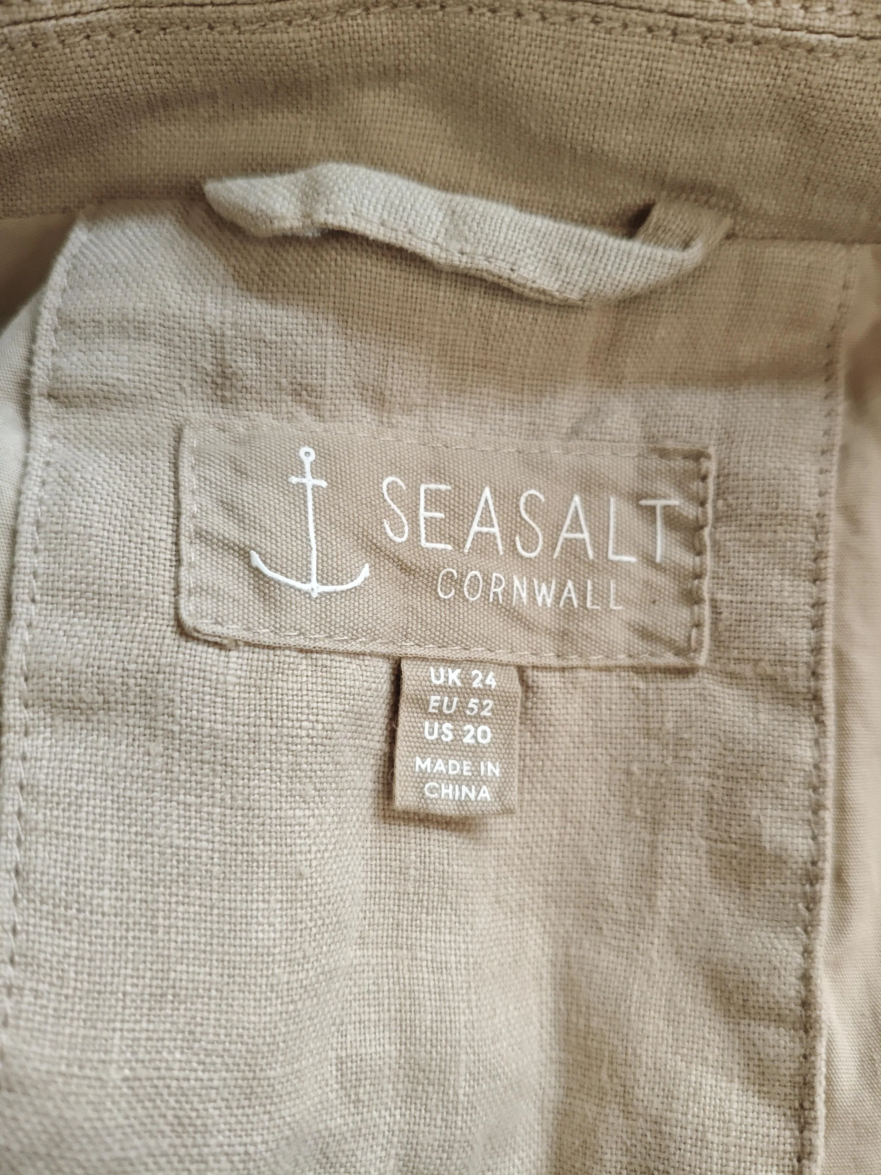 SEASALT CORNWALL Women's Blazer UK 24 Tan Linen with Cotton, Polyester Overcoat - Image 5