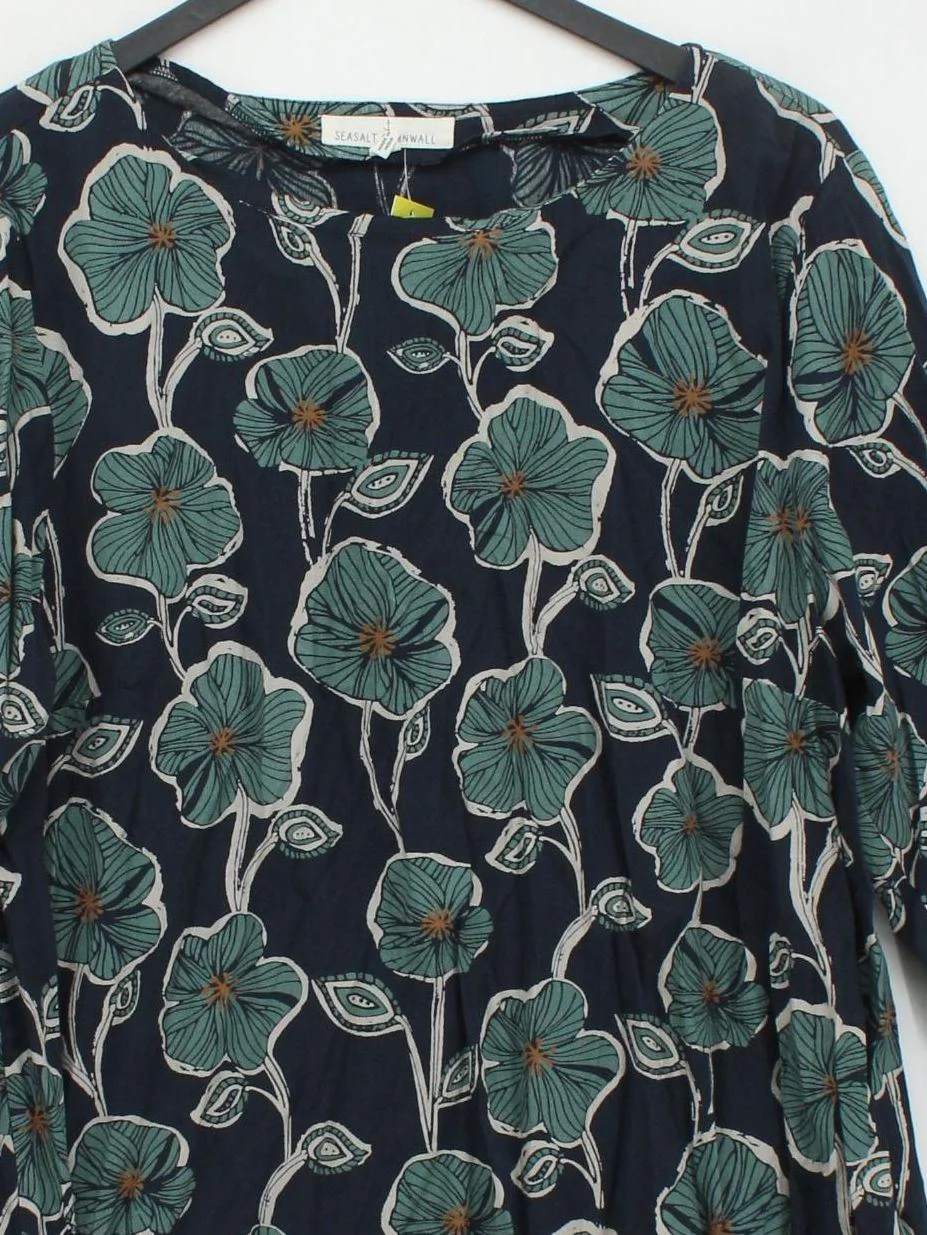 SEASALT CORNWALL Women's Blouse UK 18 Blue Cotton with Viscose Basic - Image 3