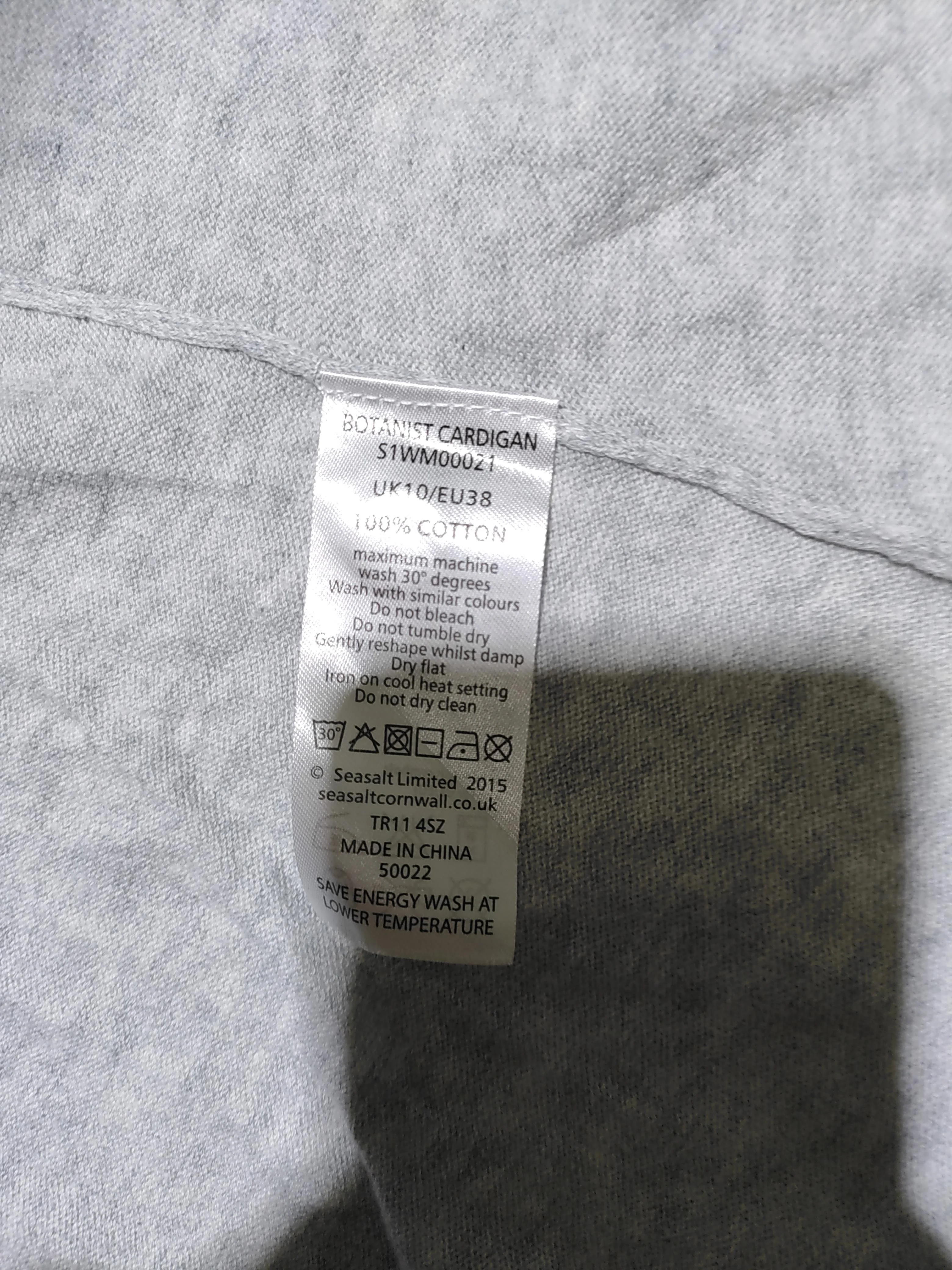 SEASALT CORNWALL Women's Cardigan UK 10 Grey 100% Cotton V-Neck Cardigan - Image 6